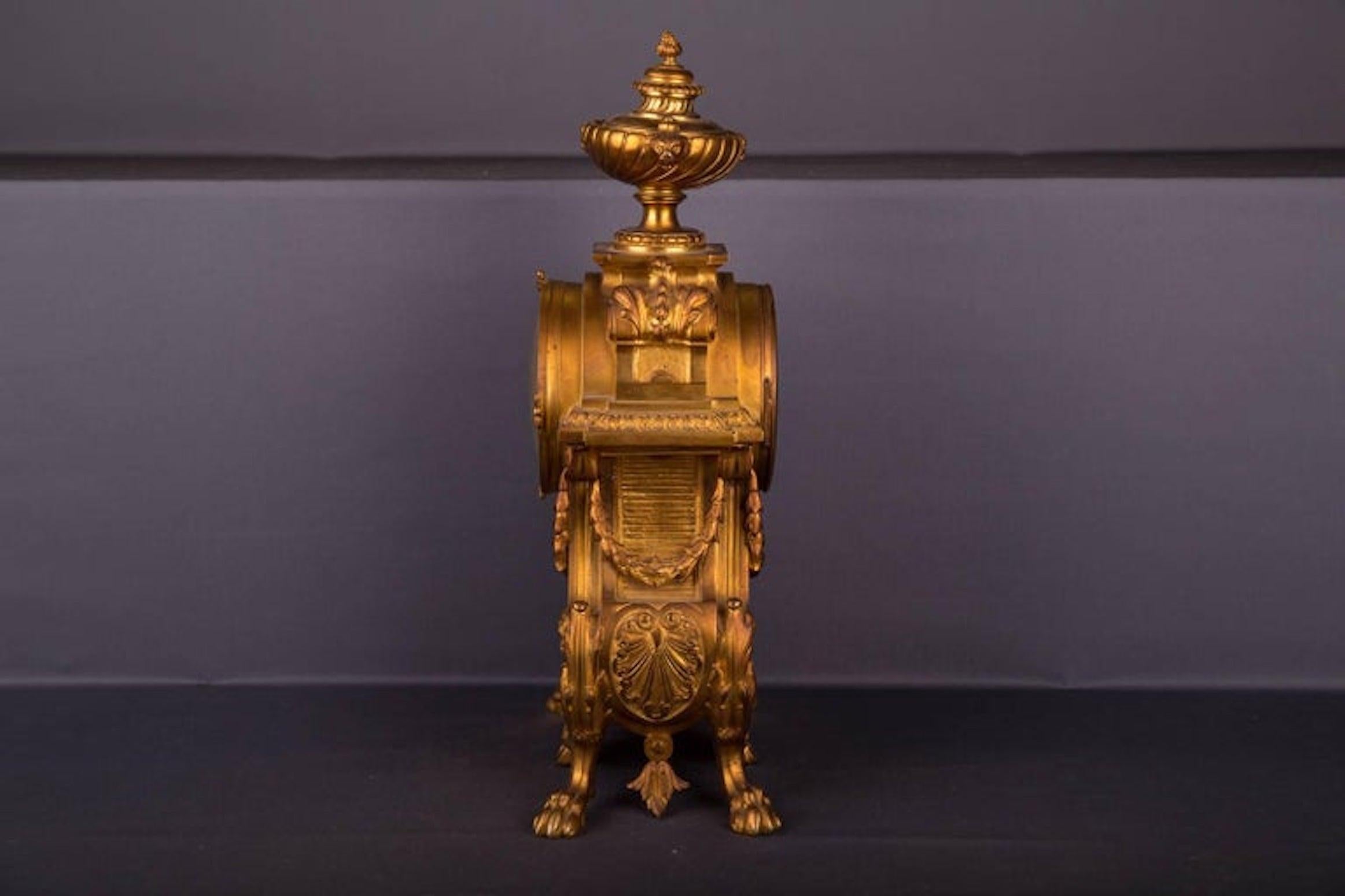 Neoclassical 19th Century Historism Antique Chimney Clock Pendule For Sale