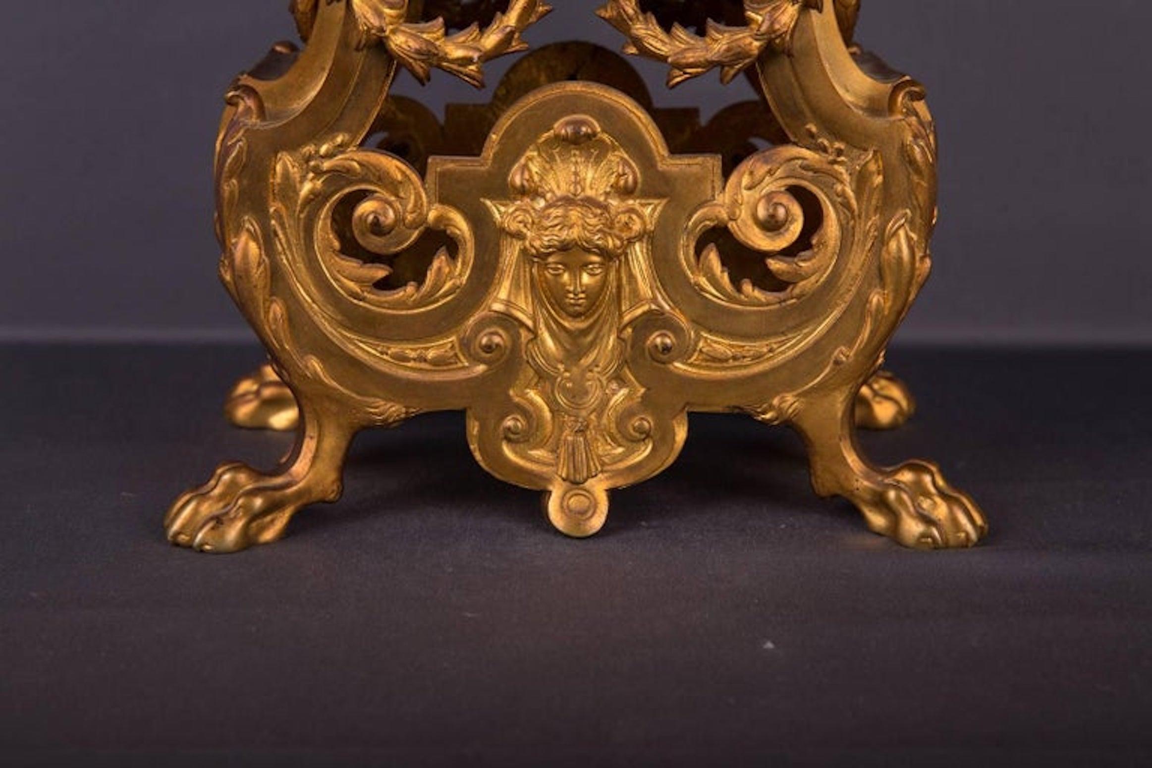 Gilt 19th Century Historism Antique Chimney Clock Pendule For Sale