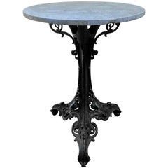 19th Century Historismus Round Cast Iron Nature Marble Garden or Parc Table