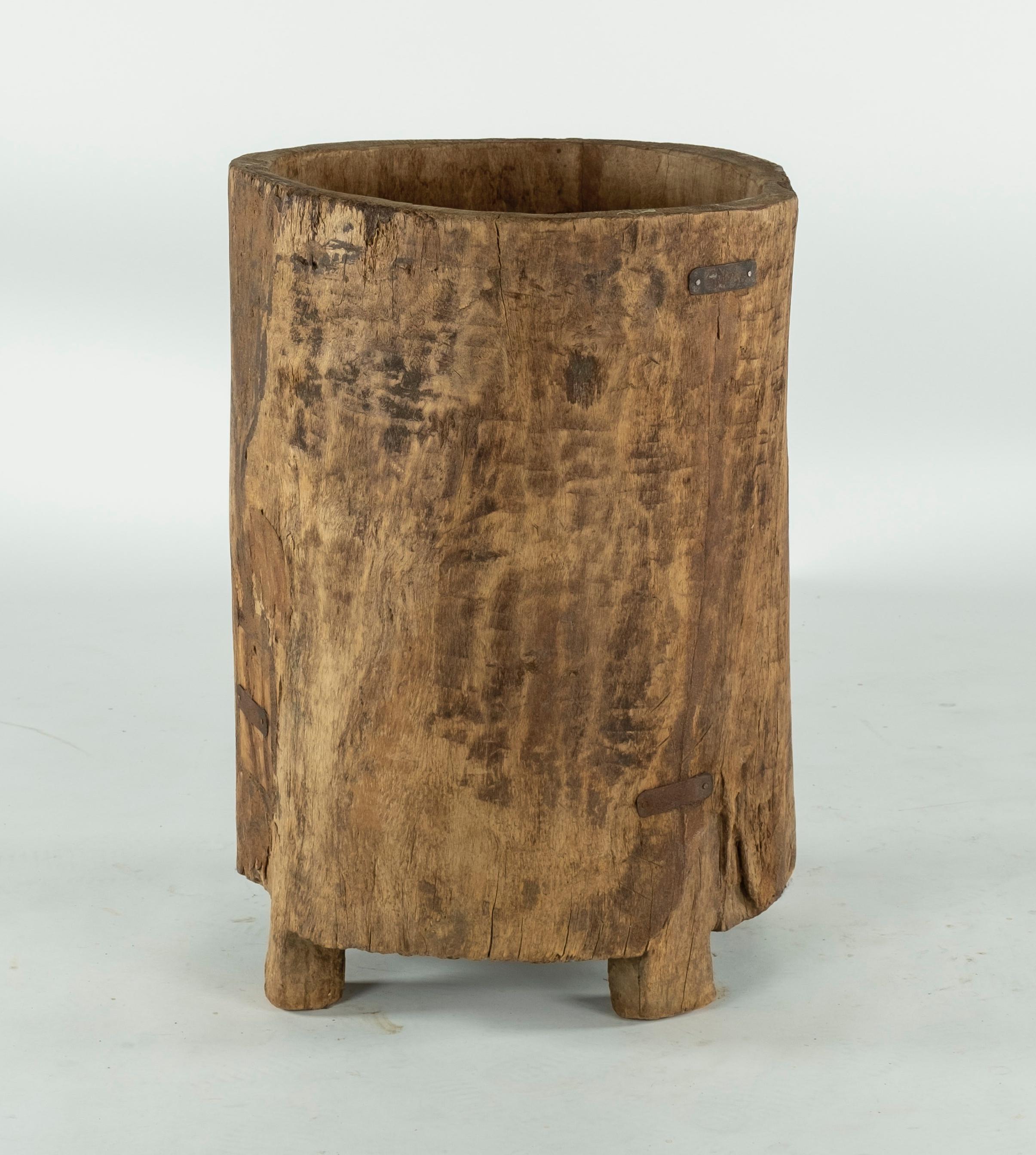 19th century Hollowed teak container. Can be used to store firewood or as a planter.