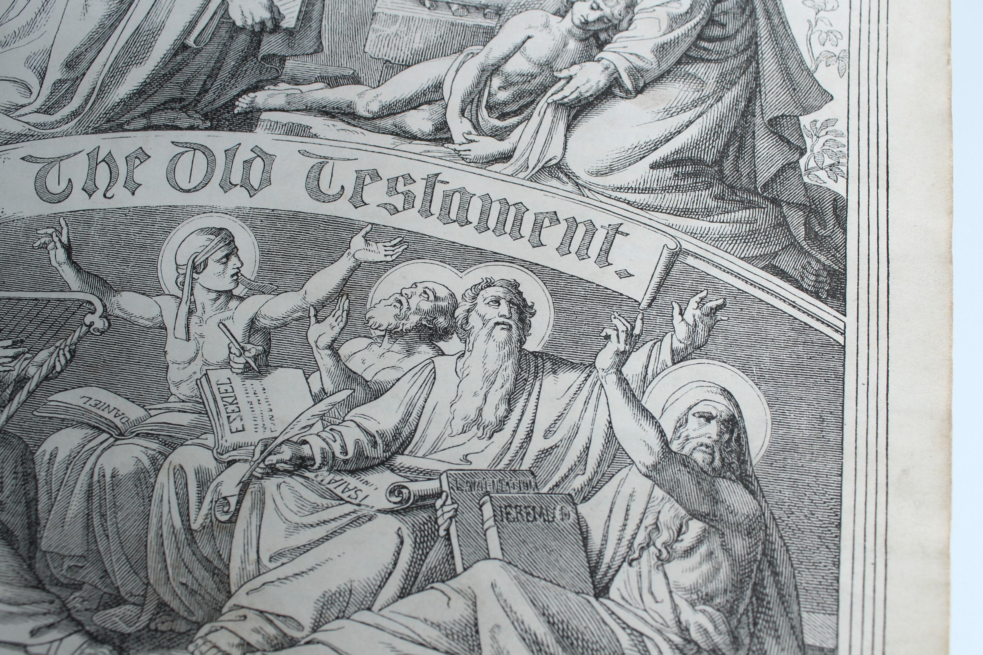 Bible du 19e siècle avec gravures en cuivre, reliure en cuir, vers 1870 4