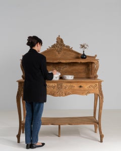 19th Century Honey Wood Louis XV Style Carved Oak Console