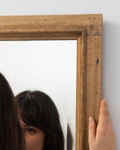 19th Century French Provincial Oak Mirror with Honey Wood Frame