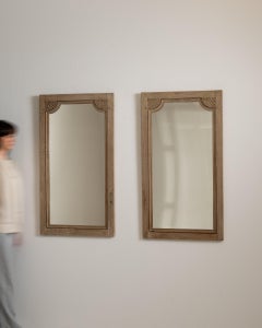 19th Century Honey Wood Pair of Carved Oak Mirrors