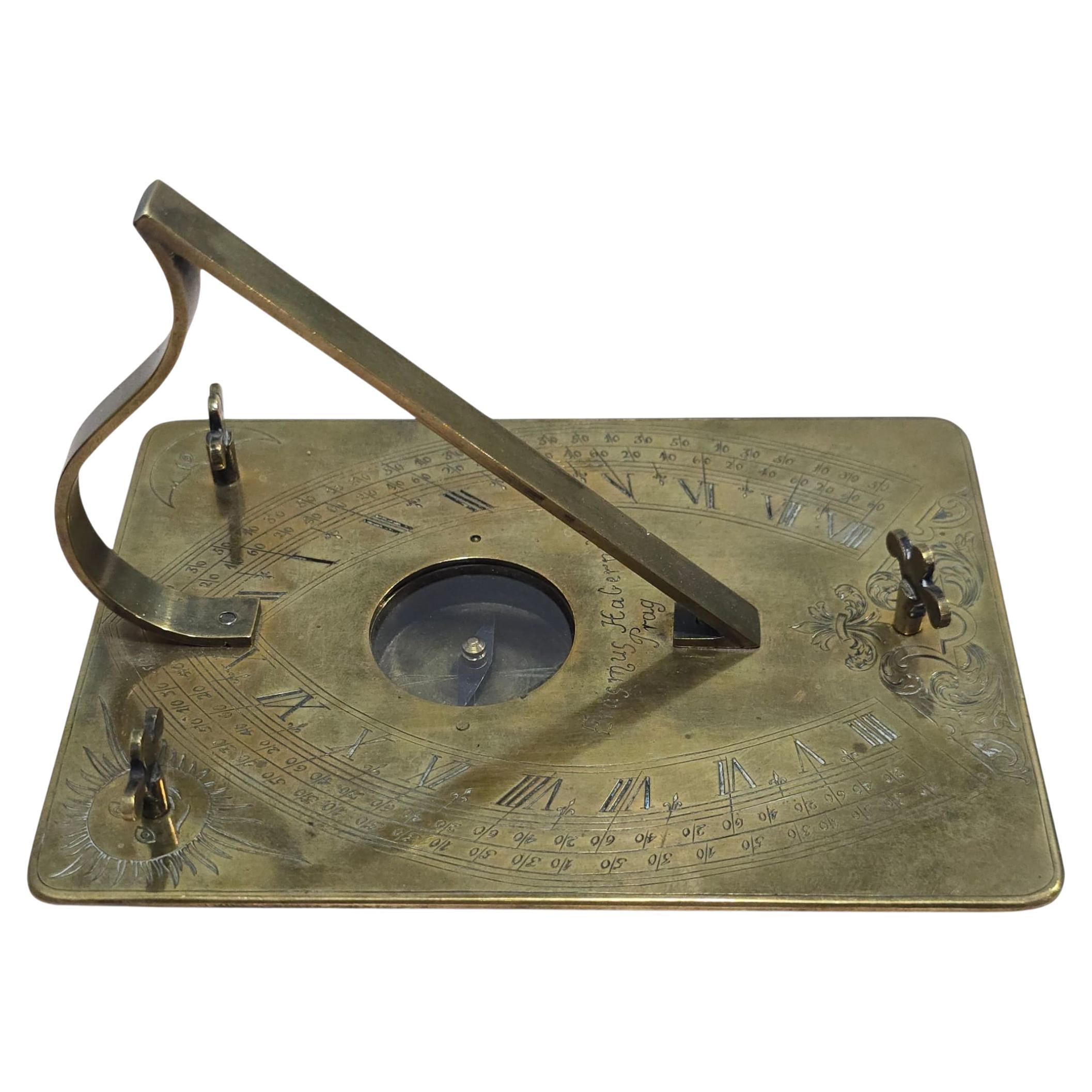 19th Century Horizontal Bronze Sundial After Erasmus Habermel