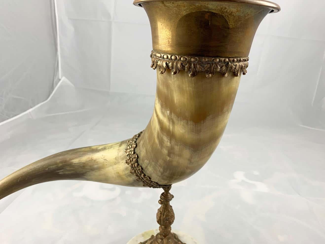 19th Century Horn and Gilt Brass Mounted Cornucopia with Cover For Sale 2