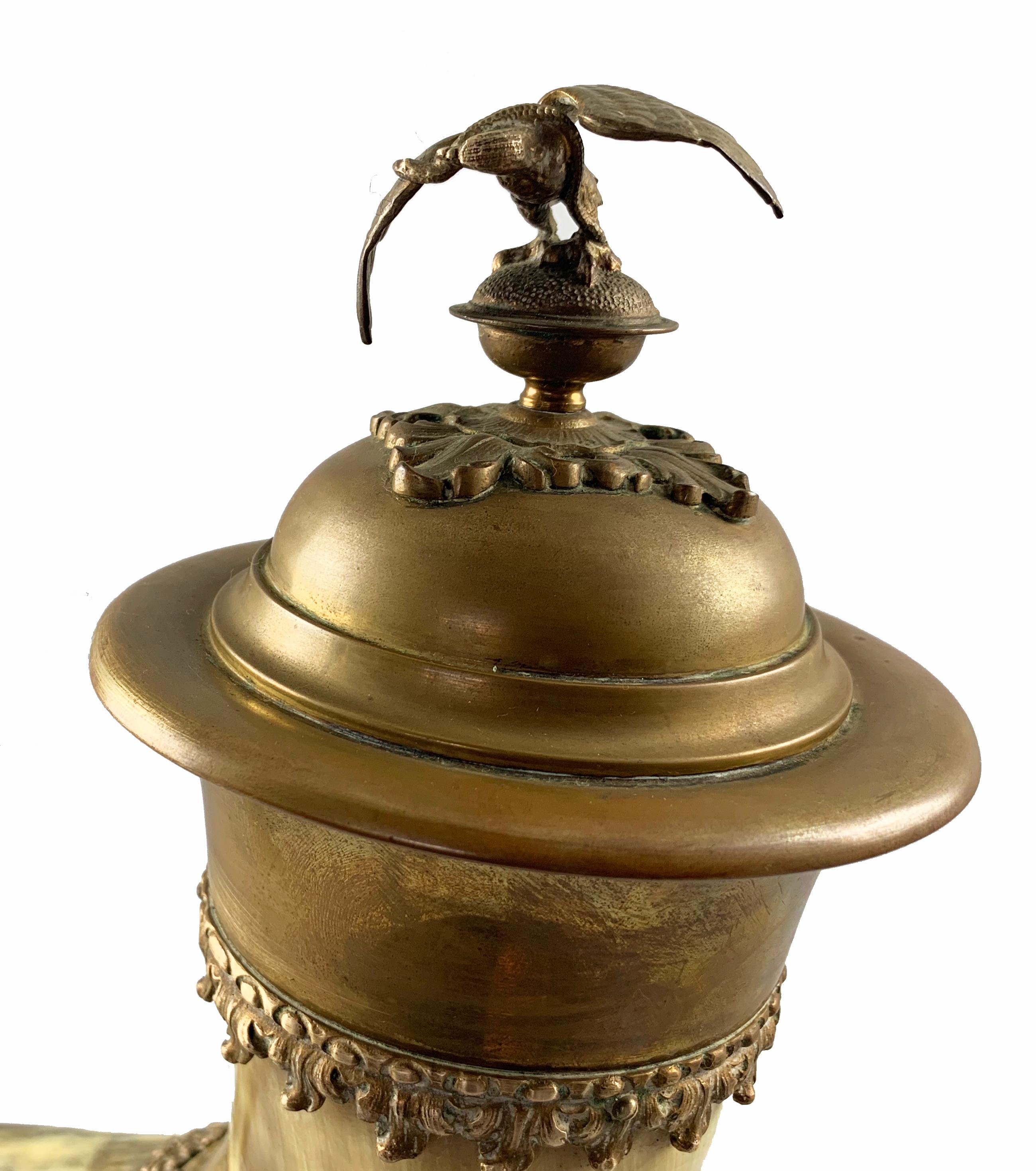 19th Century Horn and gilt brass mounted Cornucopia with cover In Good Condition For Sale In London, GB