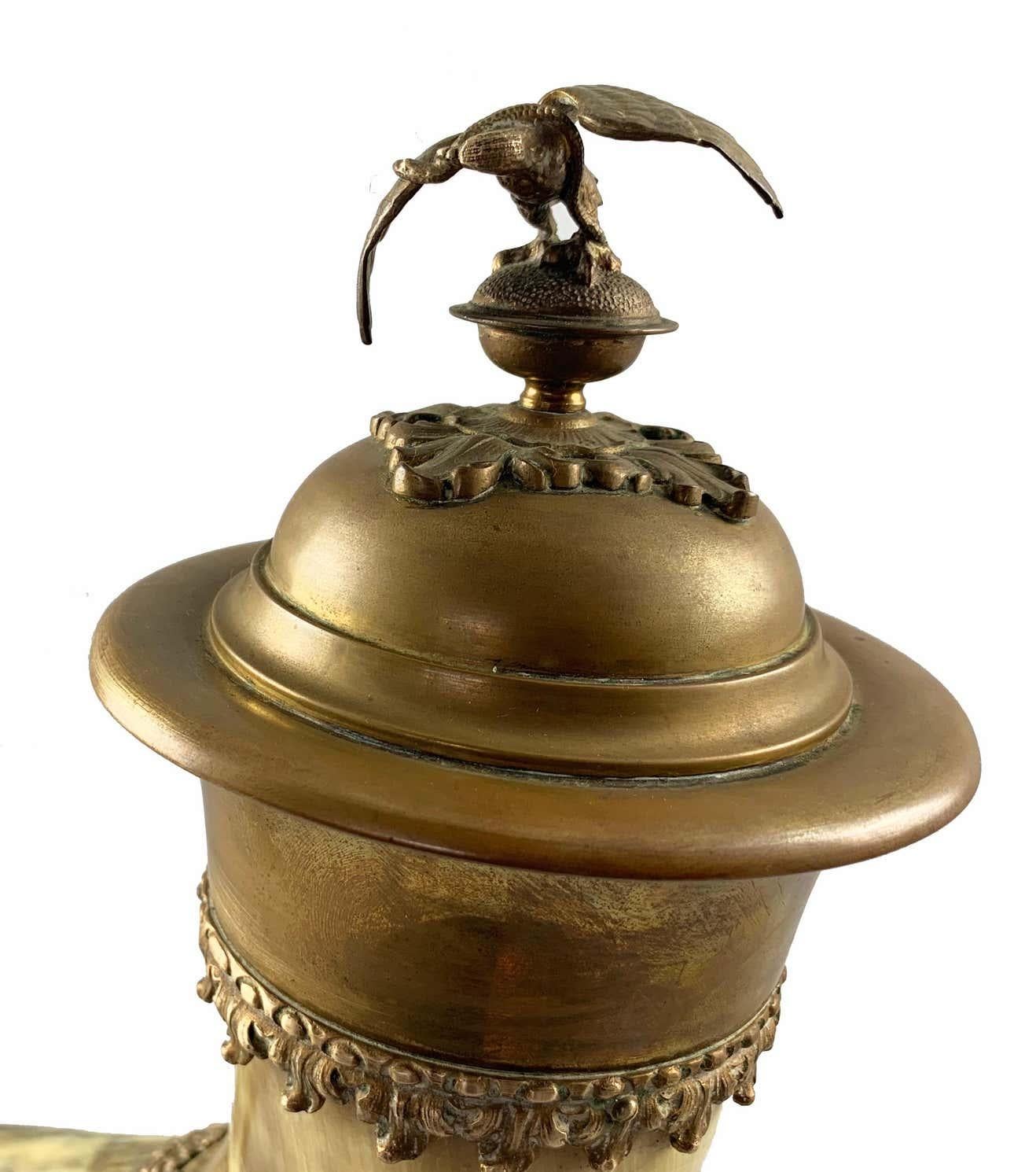 19th Century Horn and Gilt Brass Mounted Cornucopia with Cover For Sale 1