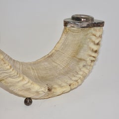 19th Century Horn and Silvered Candleholder