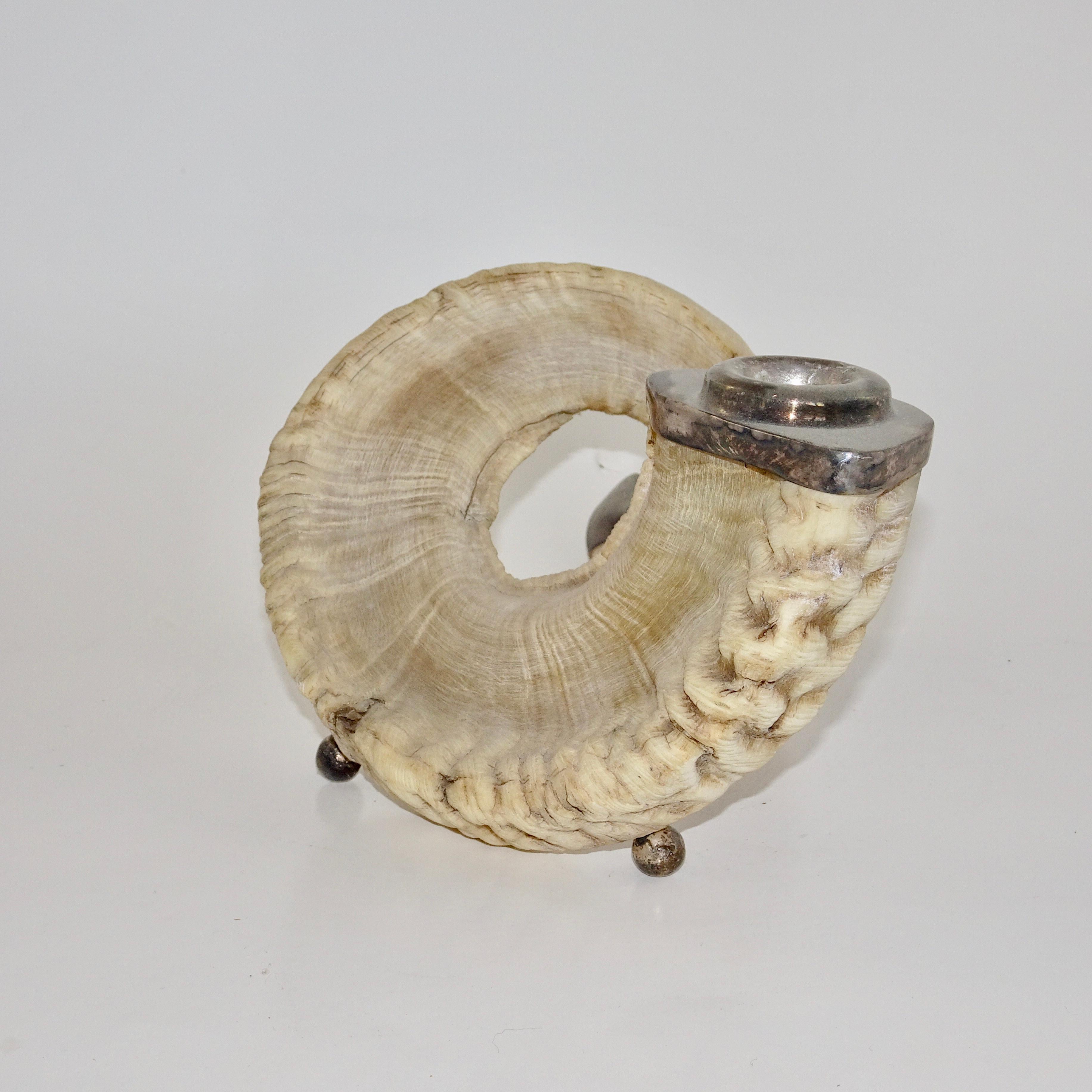 19th Century Horn and Silvered Candleholder im Zustand „Gut“ im Angebot in Nashville, TN