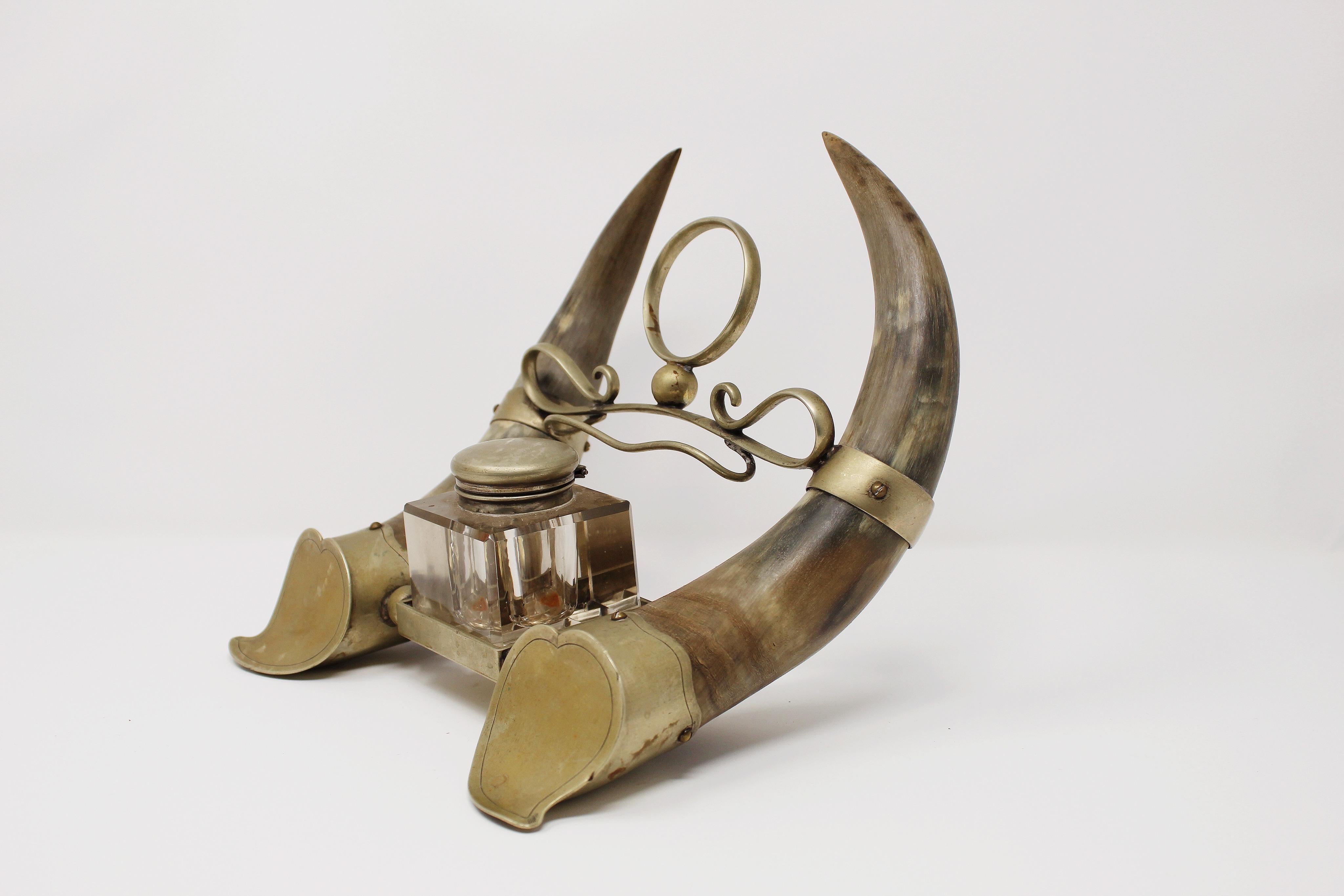 19th Century Horn Inkwell 2