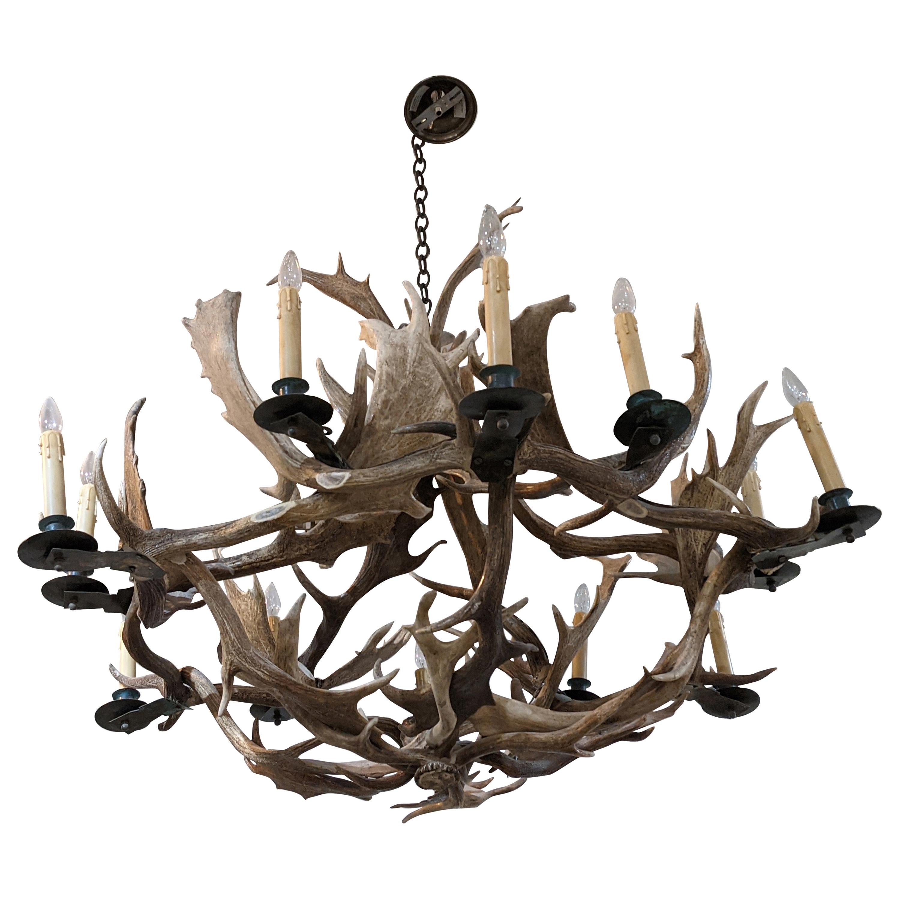 19th Century Horns Chandelier from North America