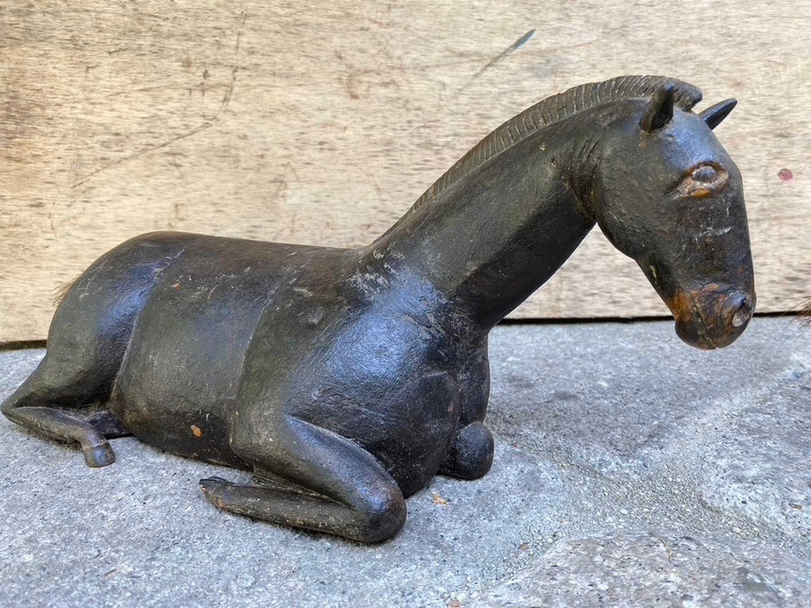 Rustic 19th Century Horse and Ox from Nativity Scene For Sale