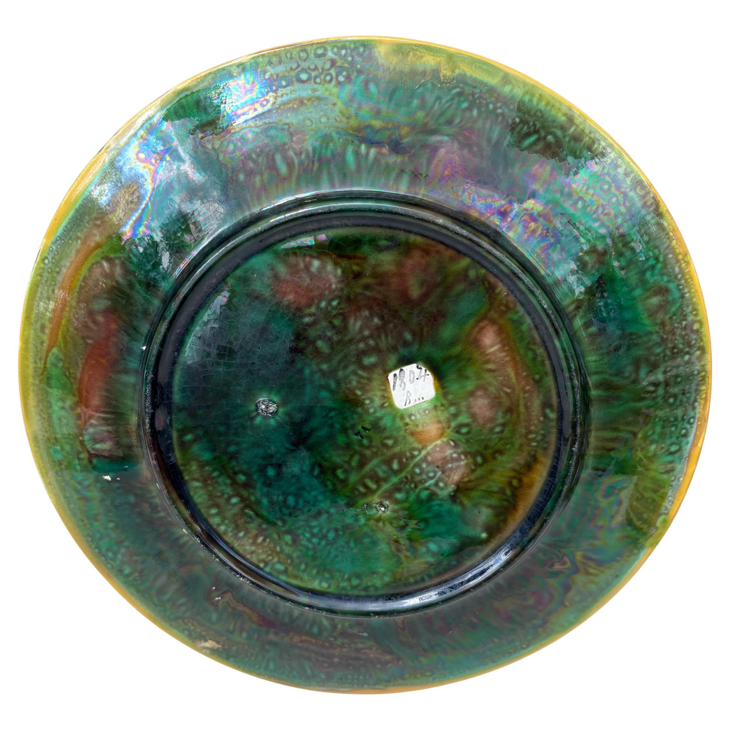 English 19th Century Majolica Horse Chestnut Leaf Plate George Jones