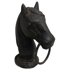 19th Century Horse Head Cast Iron Hitching Post