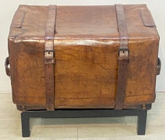 19th Century Horse Hide Leather Carriage Trunk