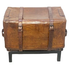 19th Century Horse Hide Leather Carriage Trunk