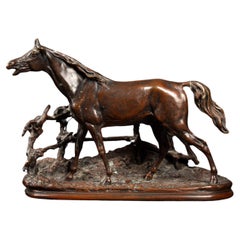 Cheval au Paddock du 19ème siècle : Épreuve en bronze de Pierre-Jules Mêne