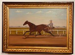 19th Century Horse Race Painting by California Artist Edward Burn