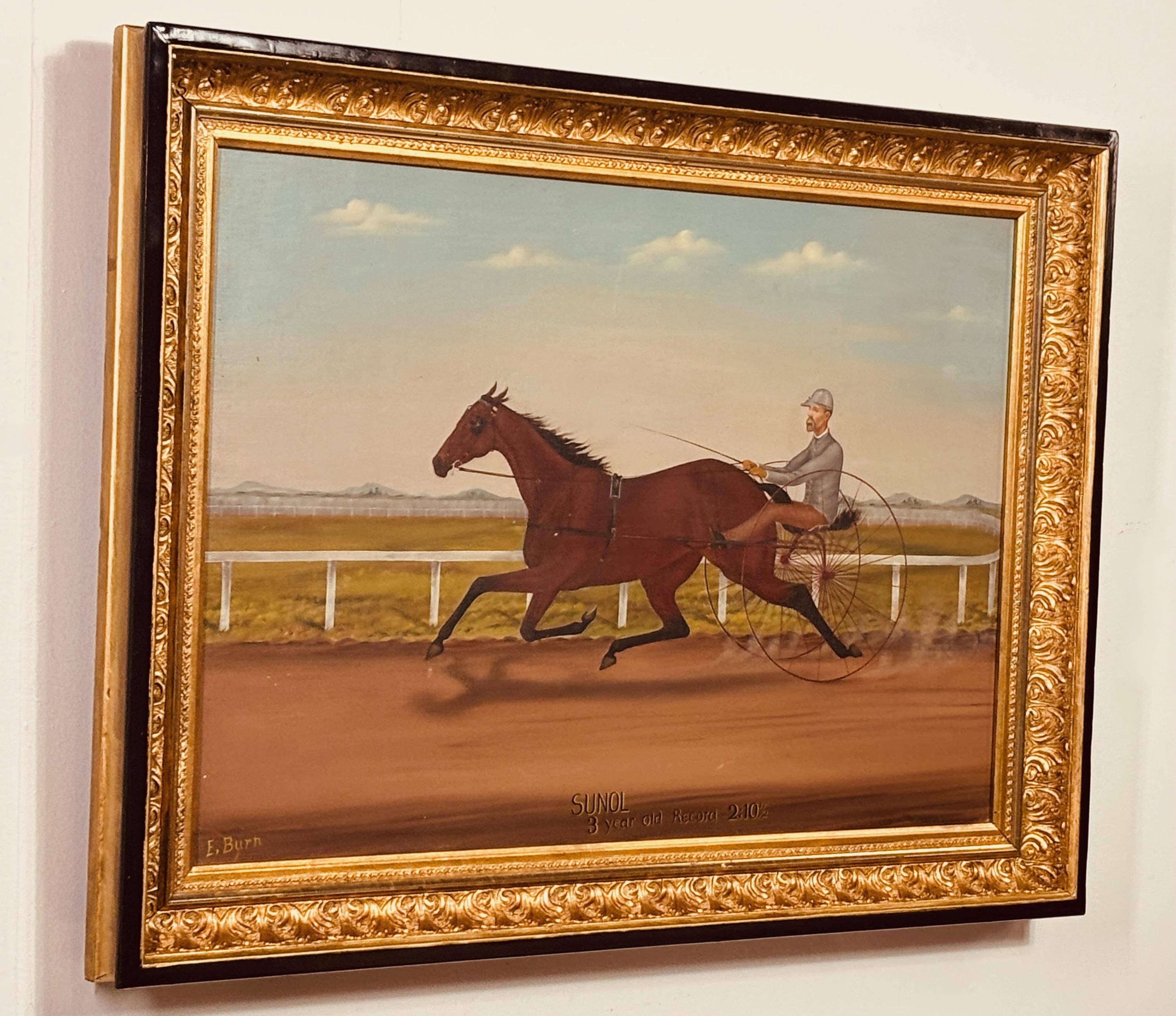 American 19th Century Horse Race Painting by California Artist Edward Burn For Sale
