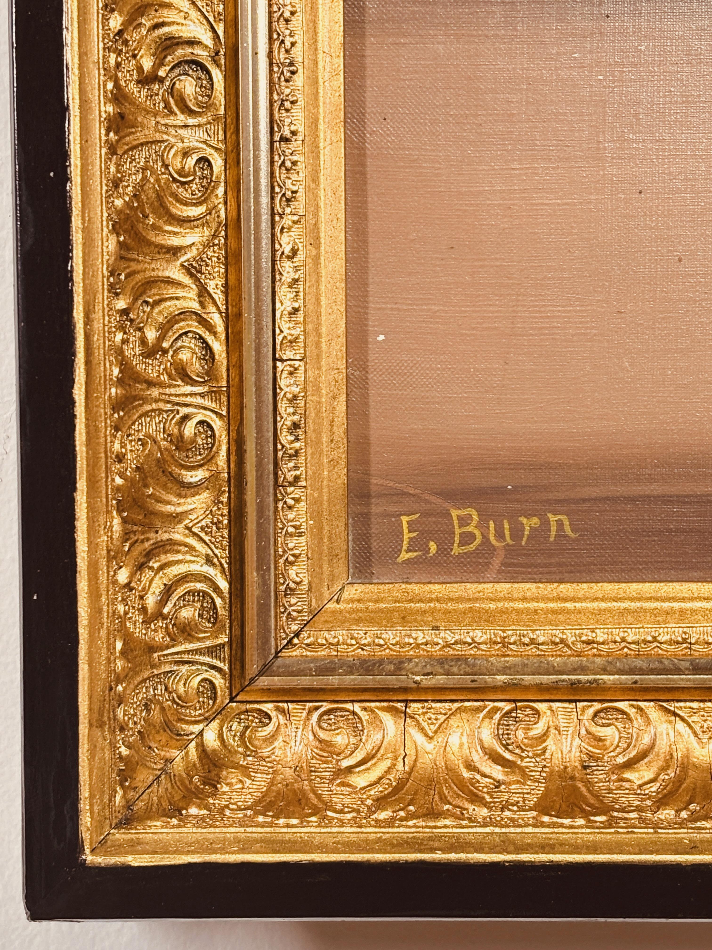 Canvas 19th Century Horse Race Painting by California Artist Edward Burn For Sale