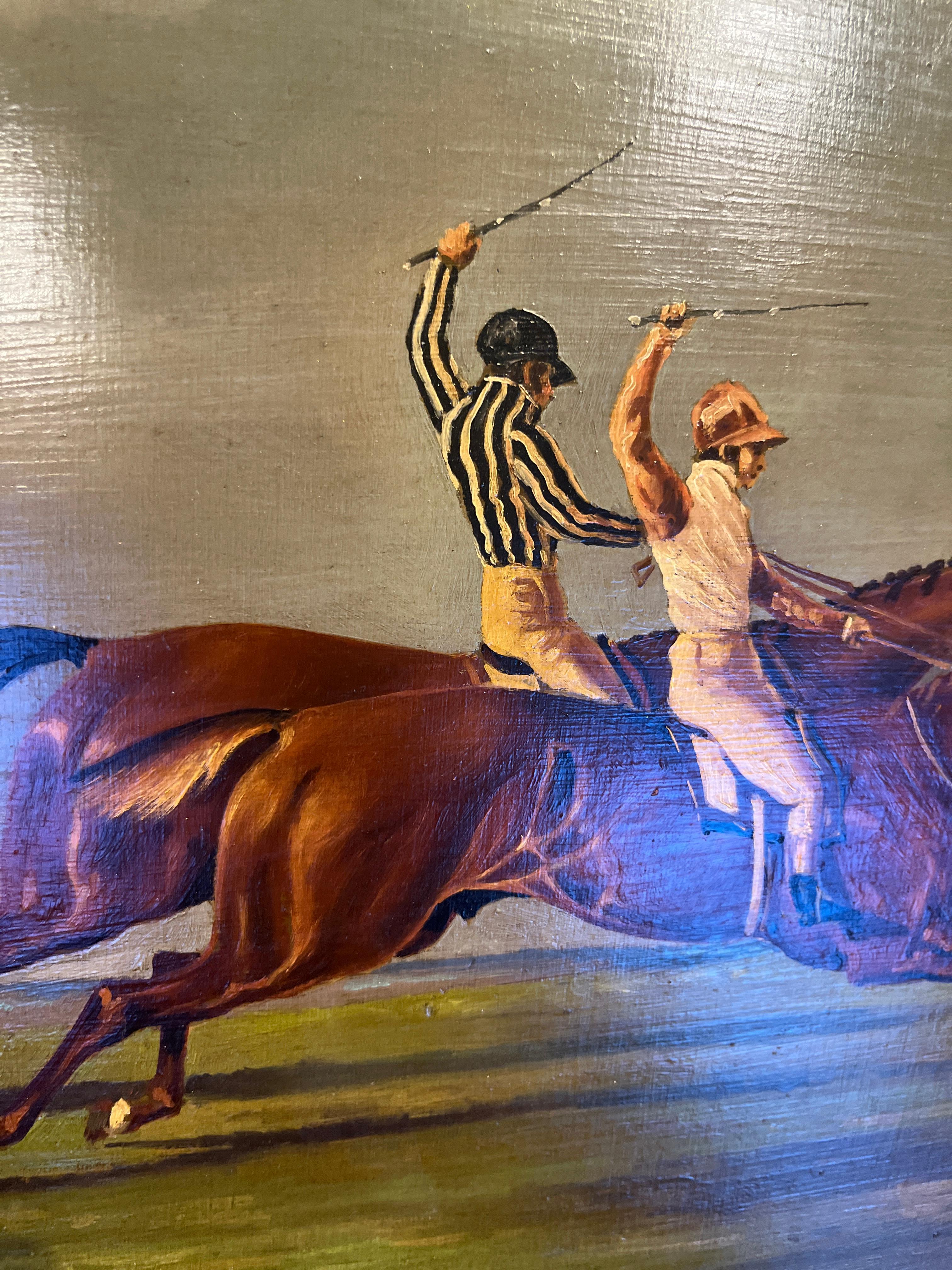 Carreras de caballos del siglo XIX Óleo sobre caoba Por Benjamin Herring Francés en venta