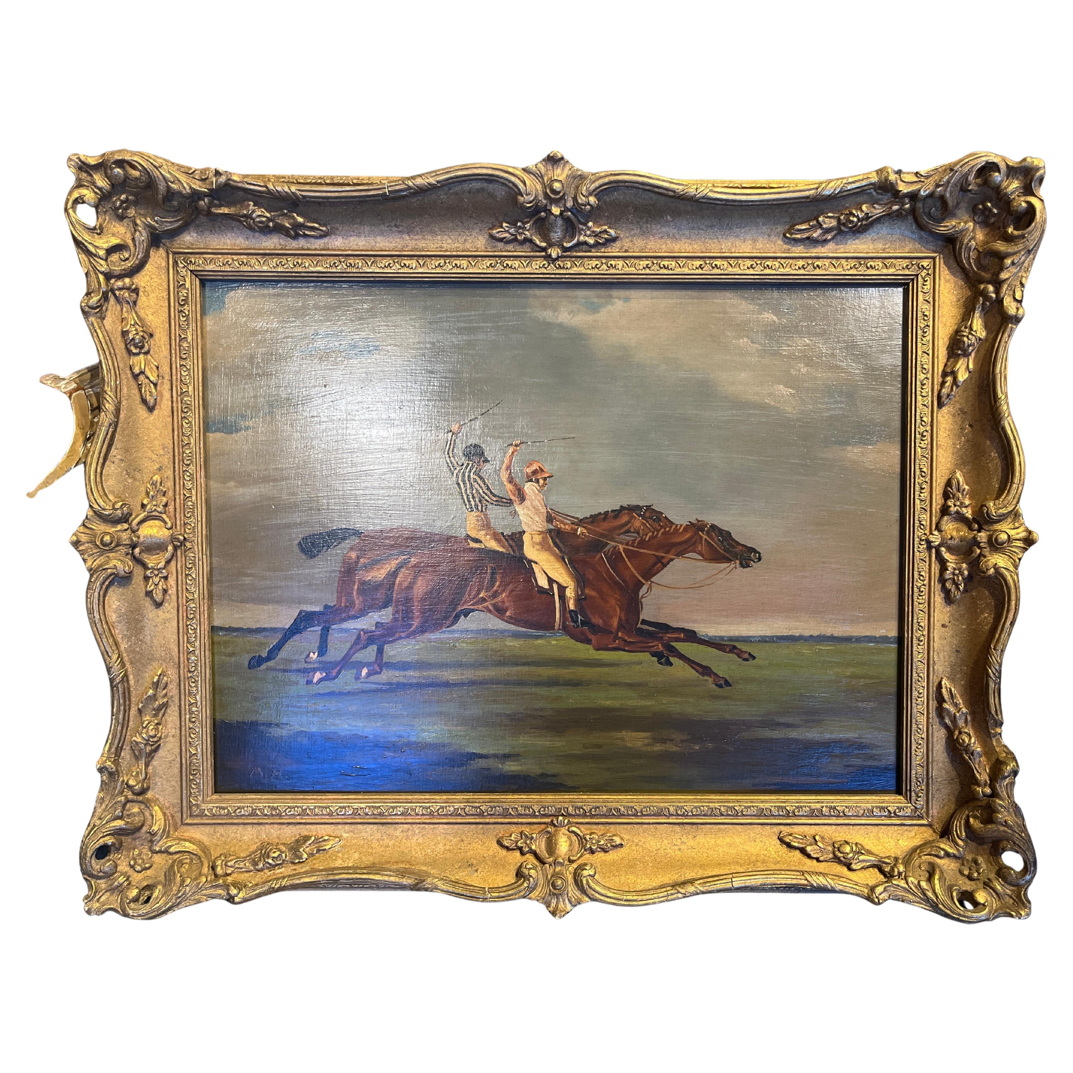 Carreras de caballos del siglo XIX Óleo sobre caoba Por Benjamin Herring