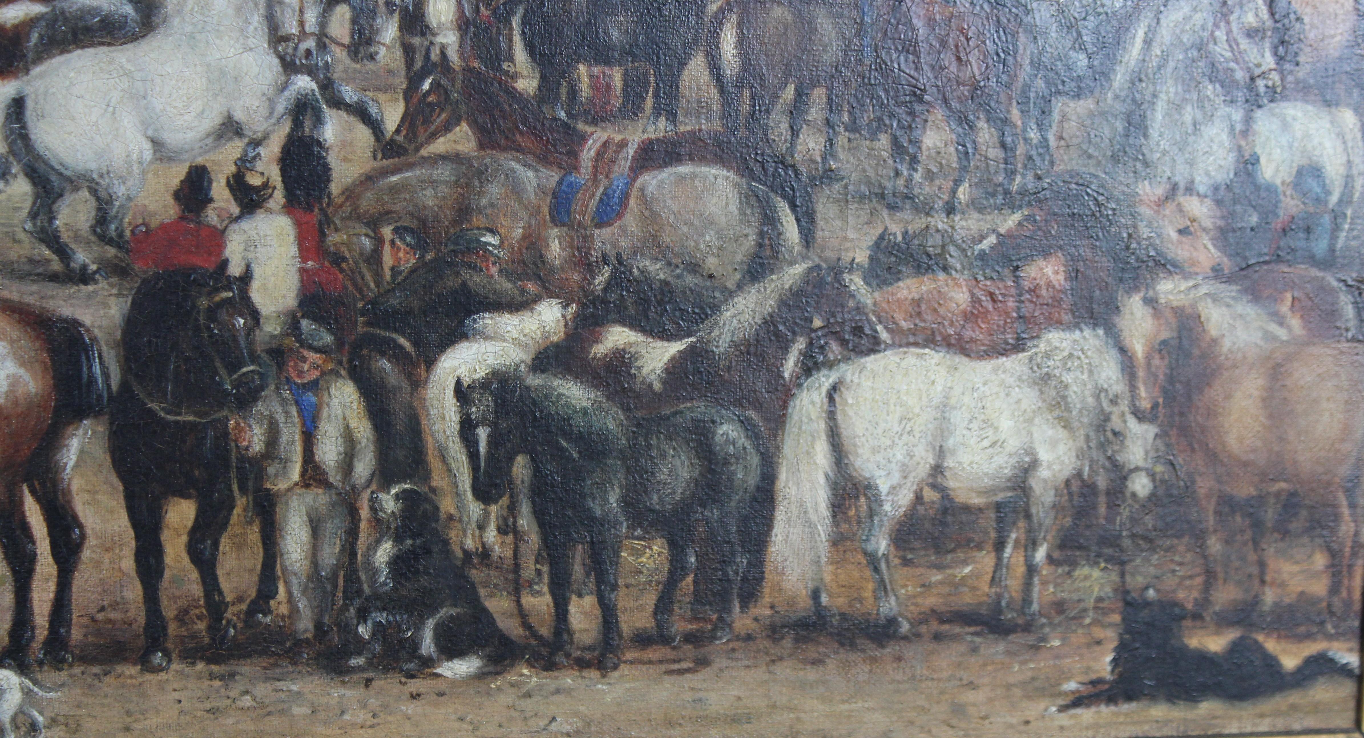 A rare 19th-century  painting of the Horsefair at the Grassmarket, Edinburgh, Scotland
Follower of Rosa Bonheur, oil on canvas
indistinctive collector wax seals verso. 

19th-Century Horse Fair in Grassmarket, Edinburgh, Scotland: A Historical,