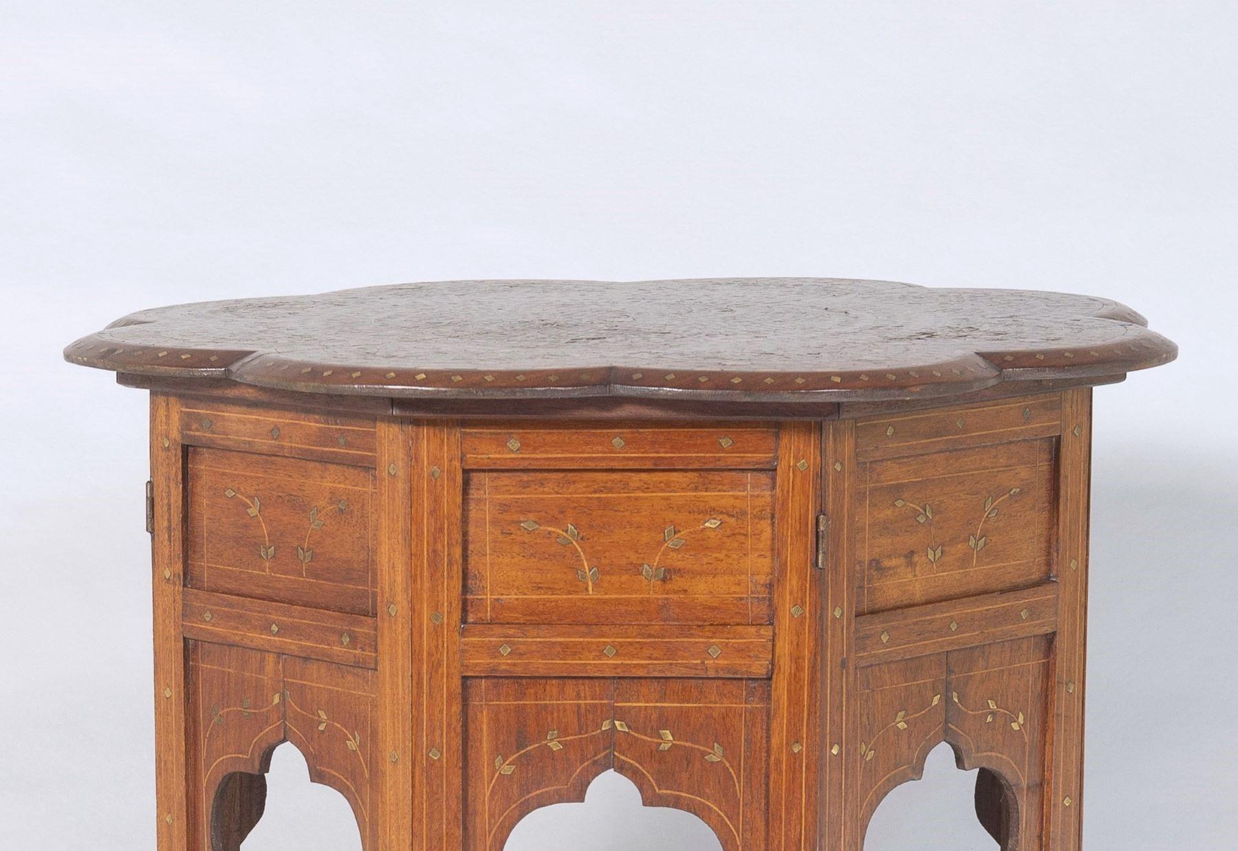 Hand-Crafted 19th Century Hoshiarpur Inlaid Occasional Side Table – British India