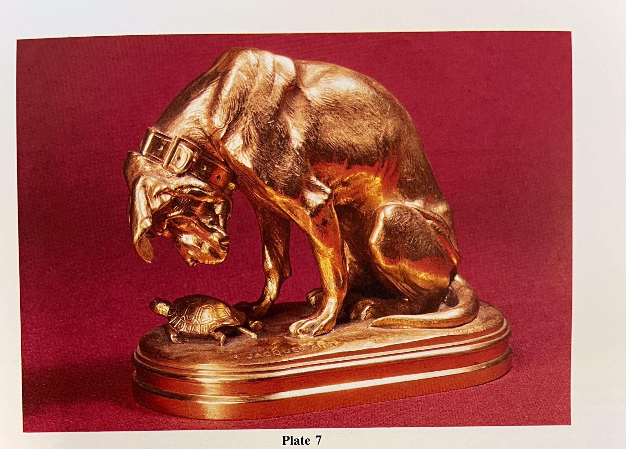 Sculpture en bronze du 19e siècle représentant un chien et une tortue, par Alfred Jacquemart en vente 8