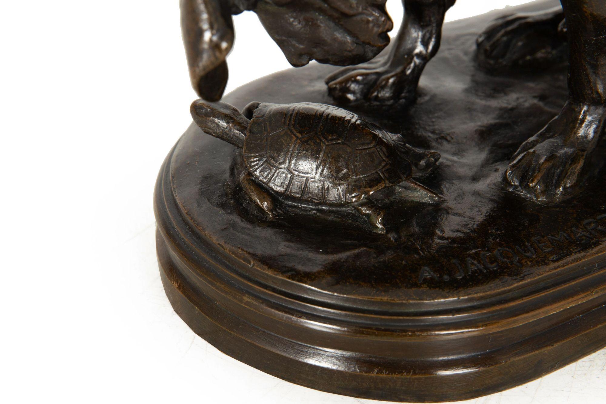 Sculpture en bronze du 19e siècle représentant un chien et une tortue, par Alfred Jacquemart en vente 13