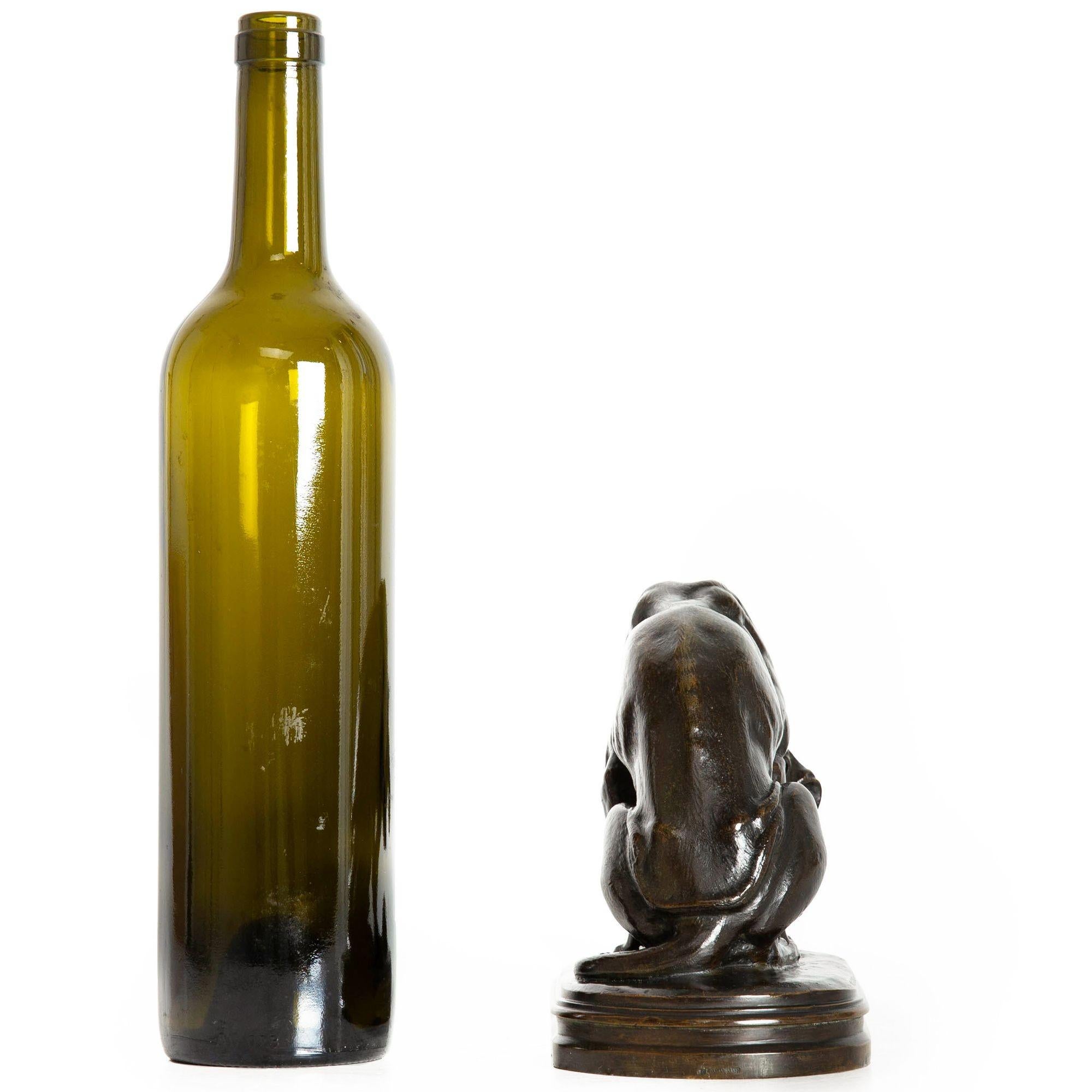 Sculpture en bronze du 19e siècle représentant un chien et une tortue, par Alfred Jacquemart Bon état - En vente à Shippensburg, PA