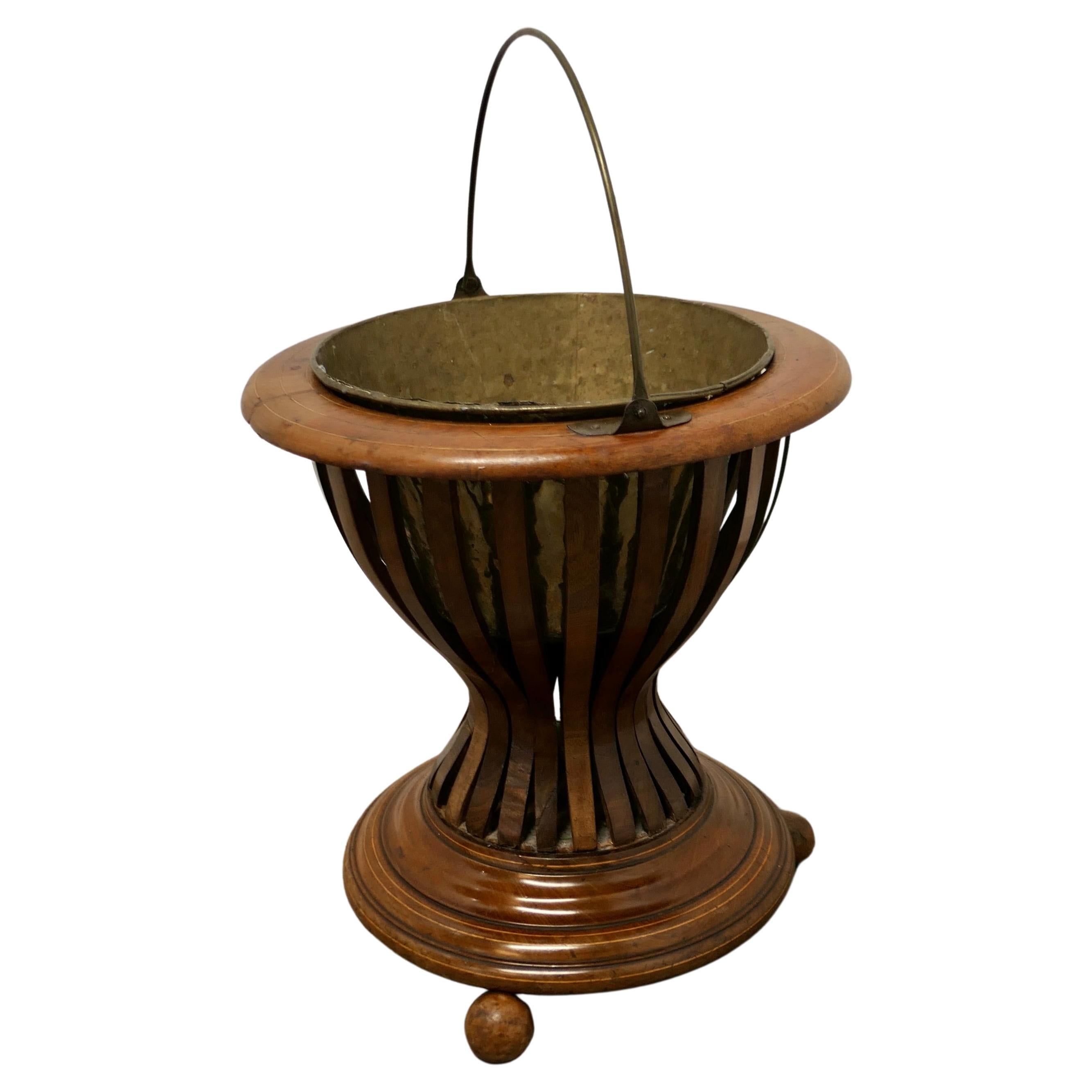 19th Century Hourglass Peat Bucket Planter