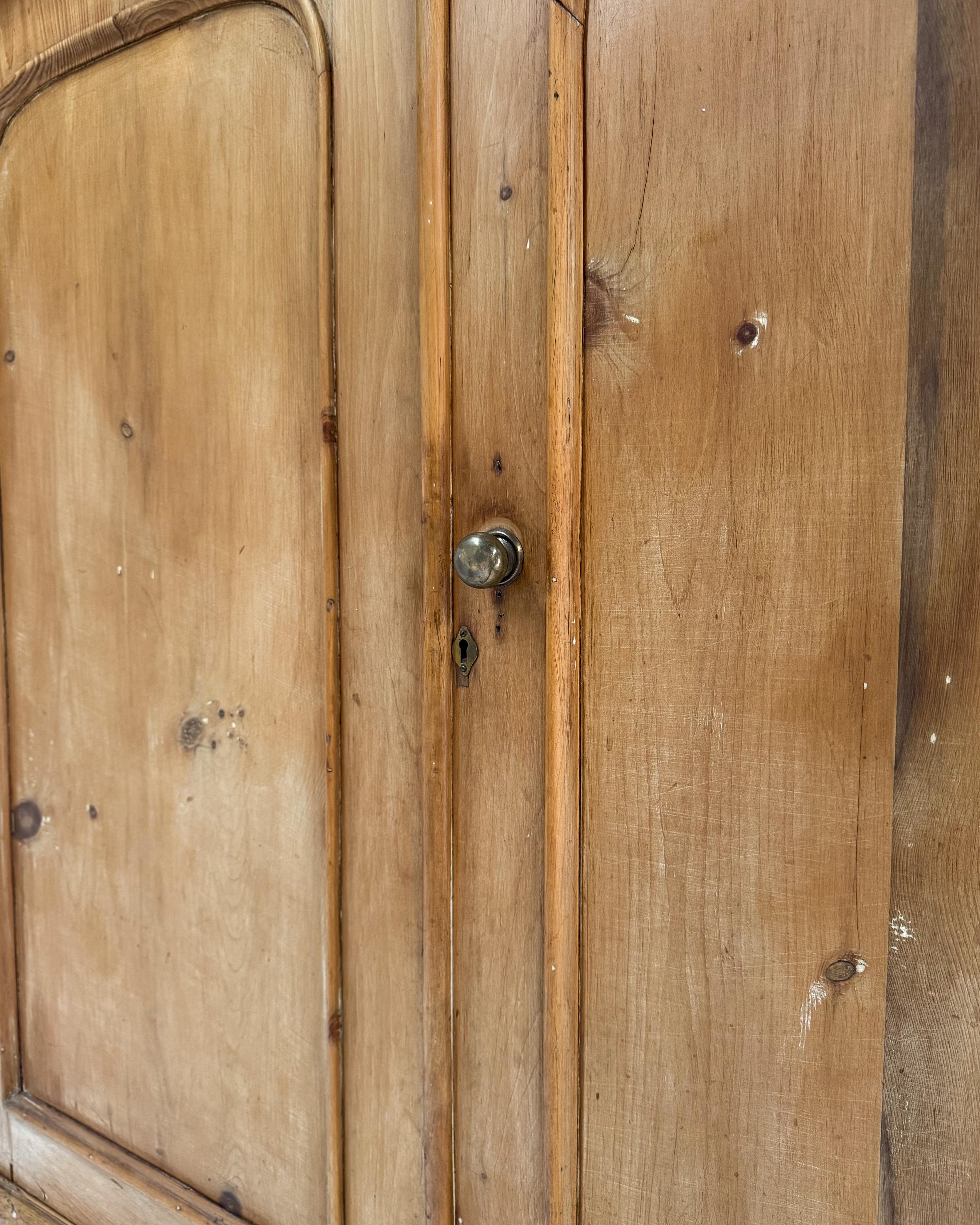 Pine 19th Century Housekeeper's Cupboard with Arched Panel Doors