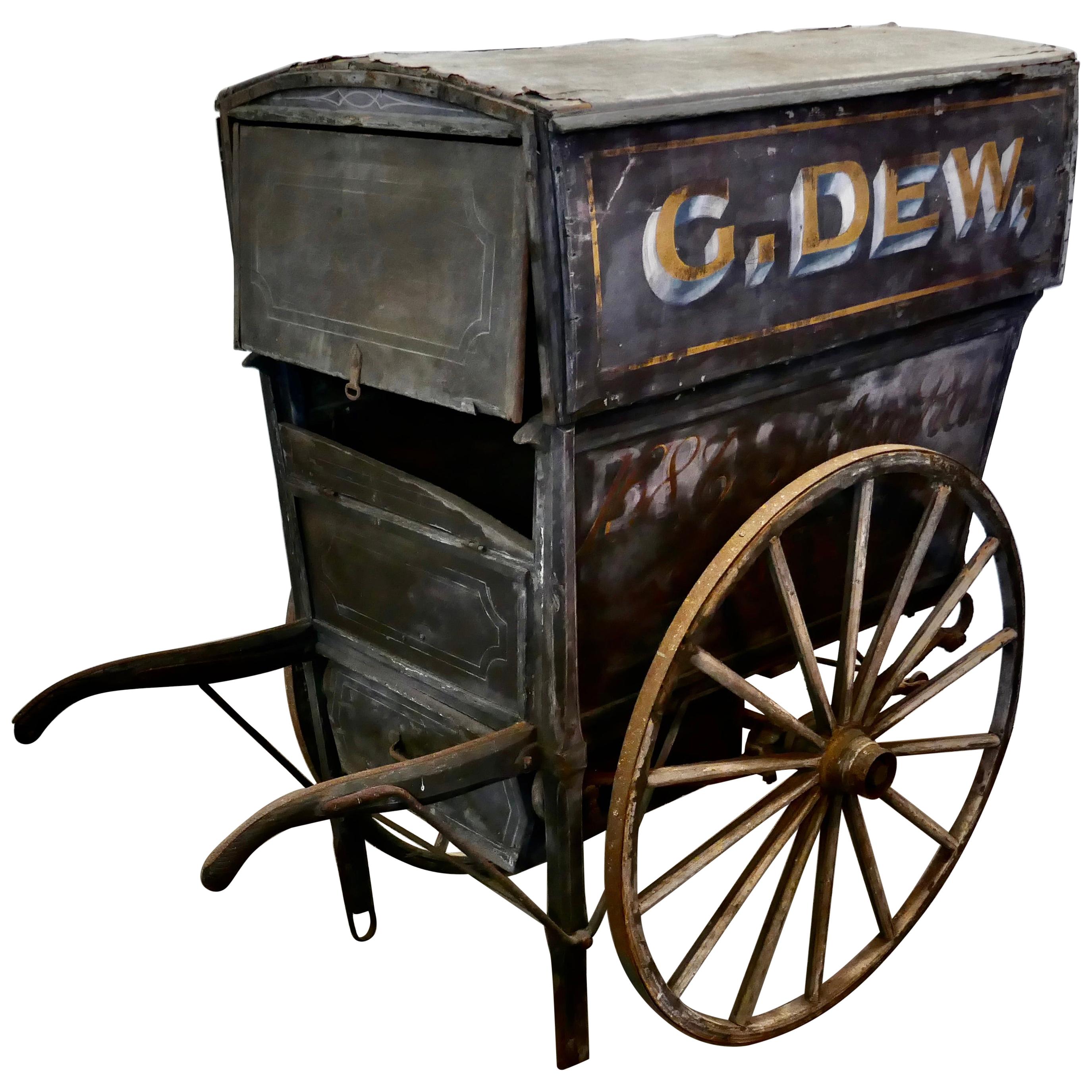 e chariot de livraison à la main du 19ème siècle, pour les boucheries et les bureaux de poste