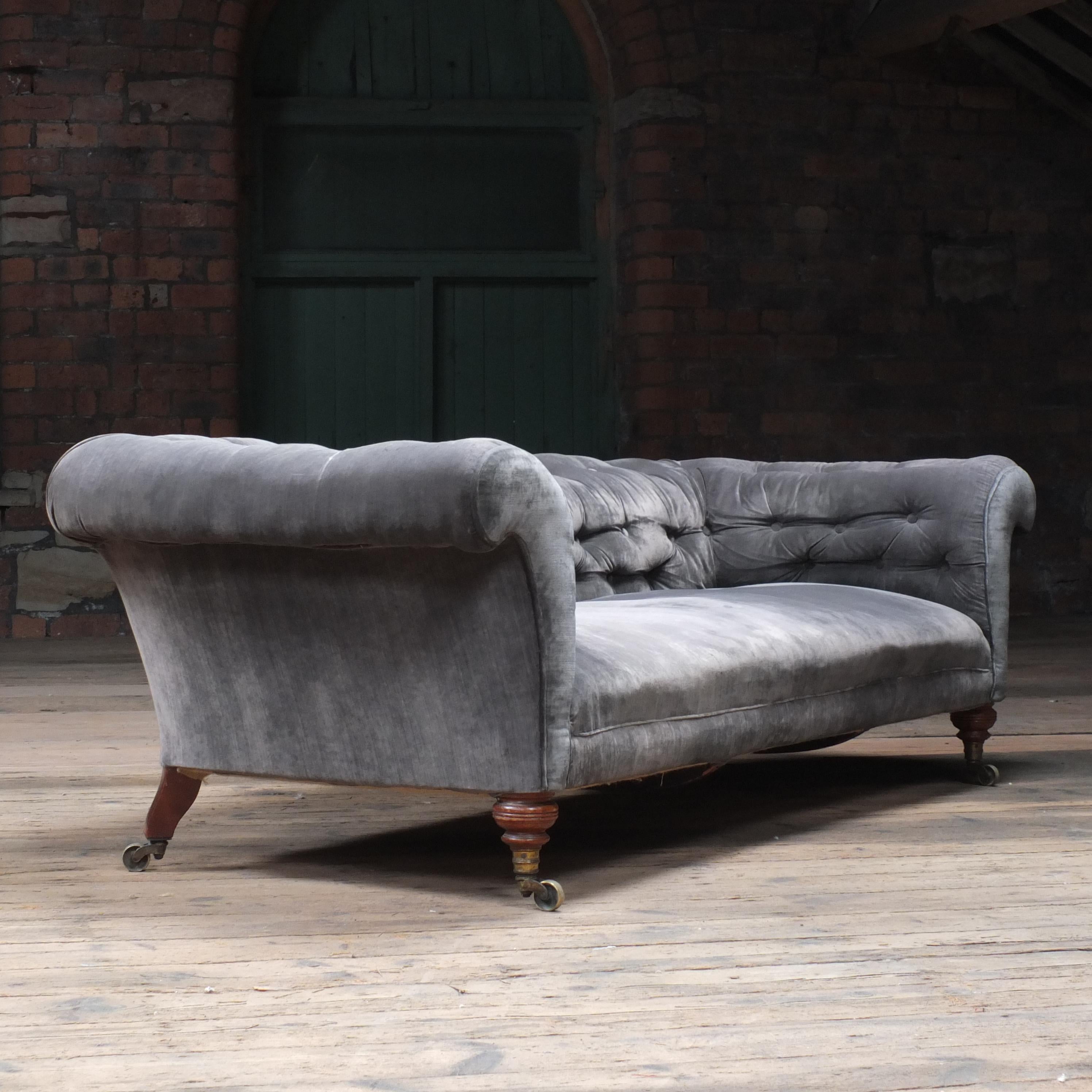 Late Victorian Antique English Chesterfield Sofa by Howard and Sons c1880 (INC UPHOLSTERY