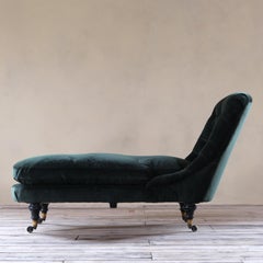 19th Century Howard and Sons Daybed in Forest Green Jumbo Corduroy