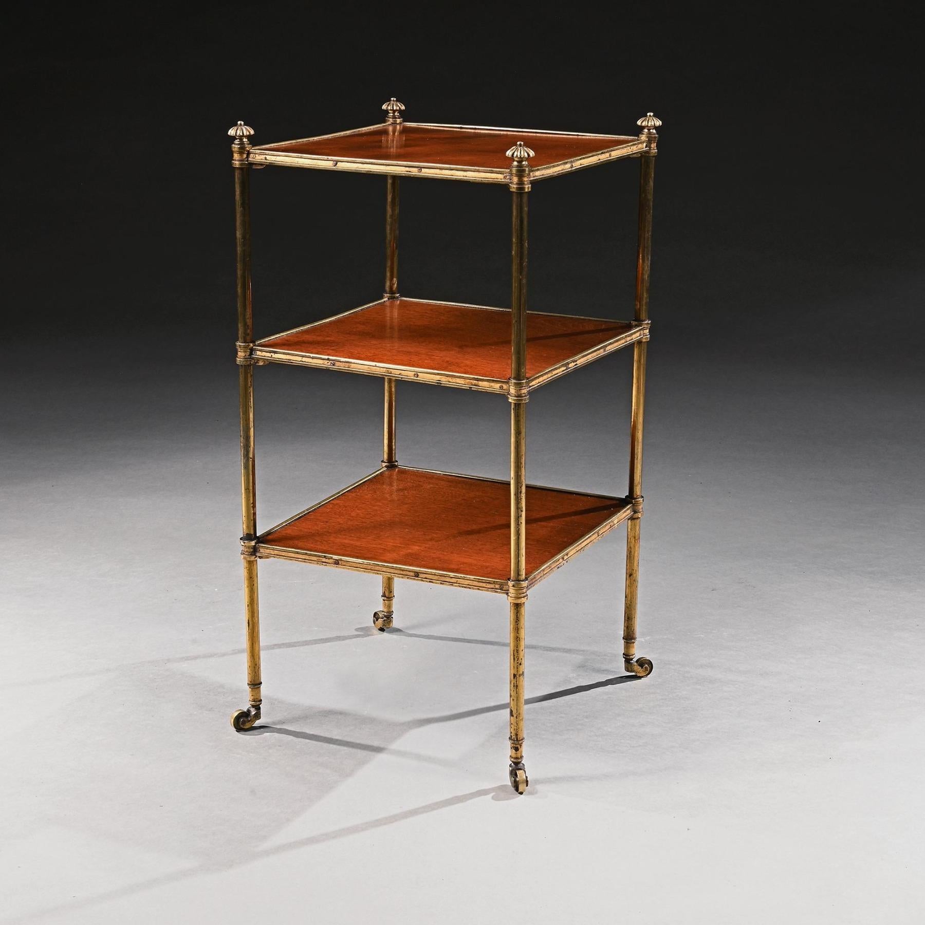 19th Century Howard and Sons Mahogany and Gilt Brass Etagere In Good Condition In Benington, Herts