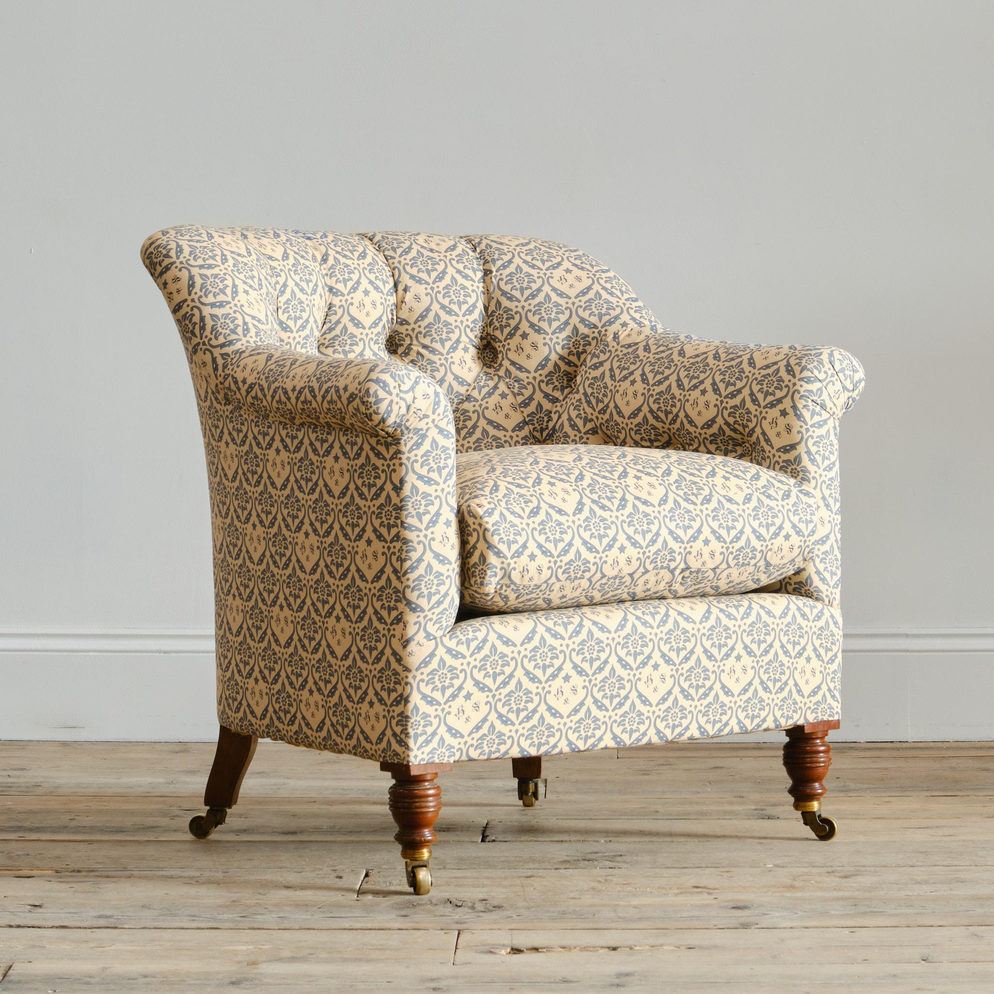Victorien Fauteuil à cuvette Howard and Sons, 19e siècle en vente