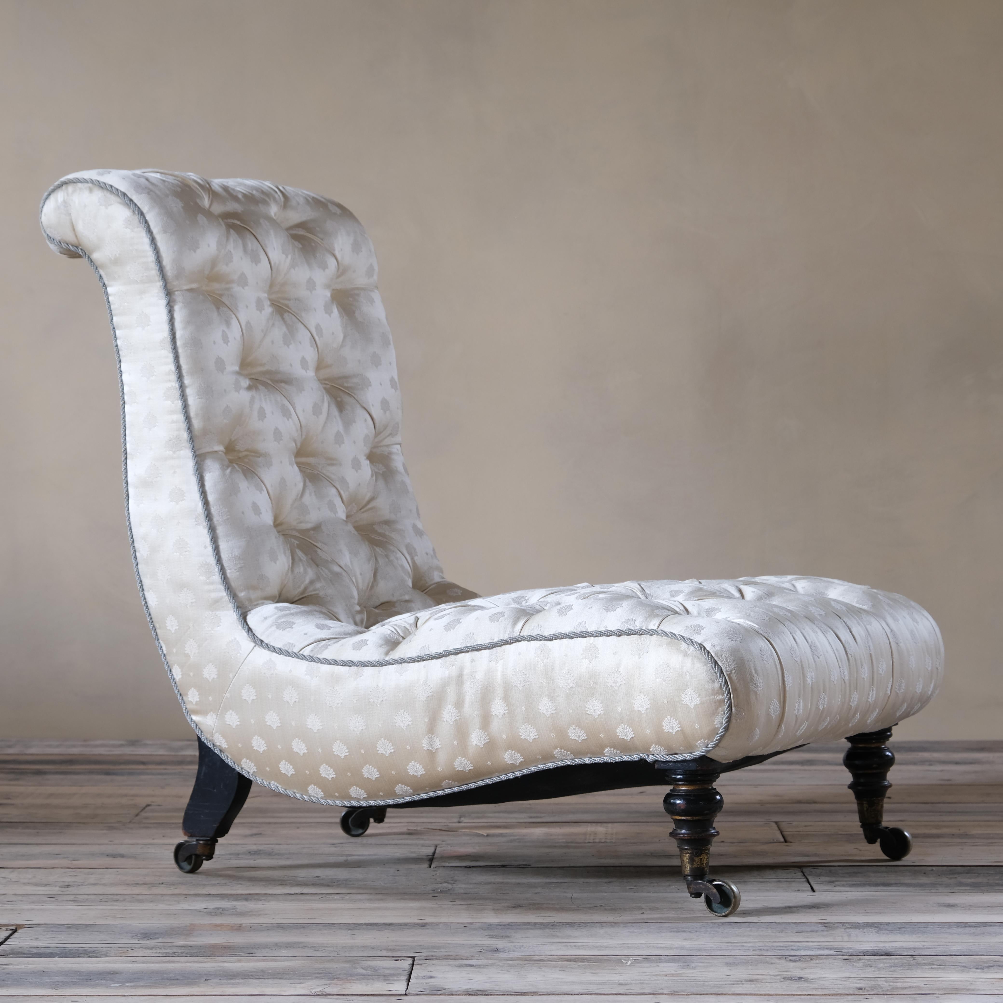 Victorian 19th Century Howard and Sons Slipper Chair For Sale