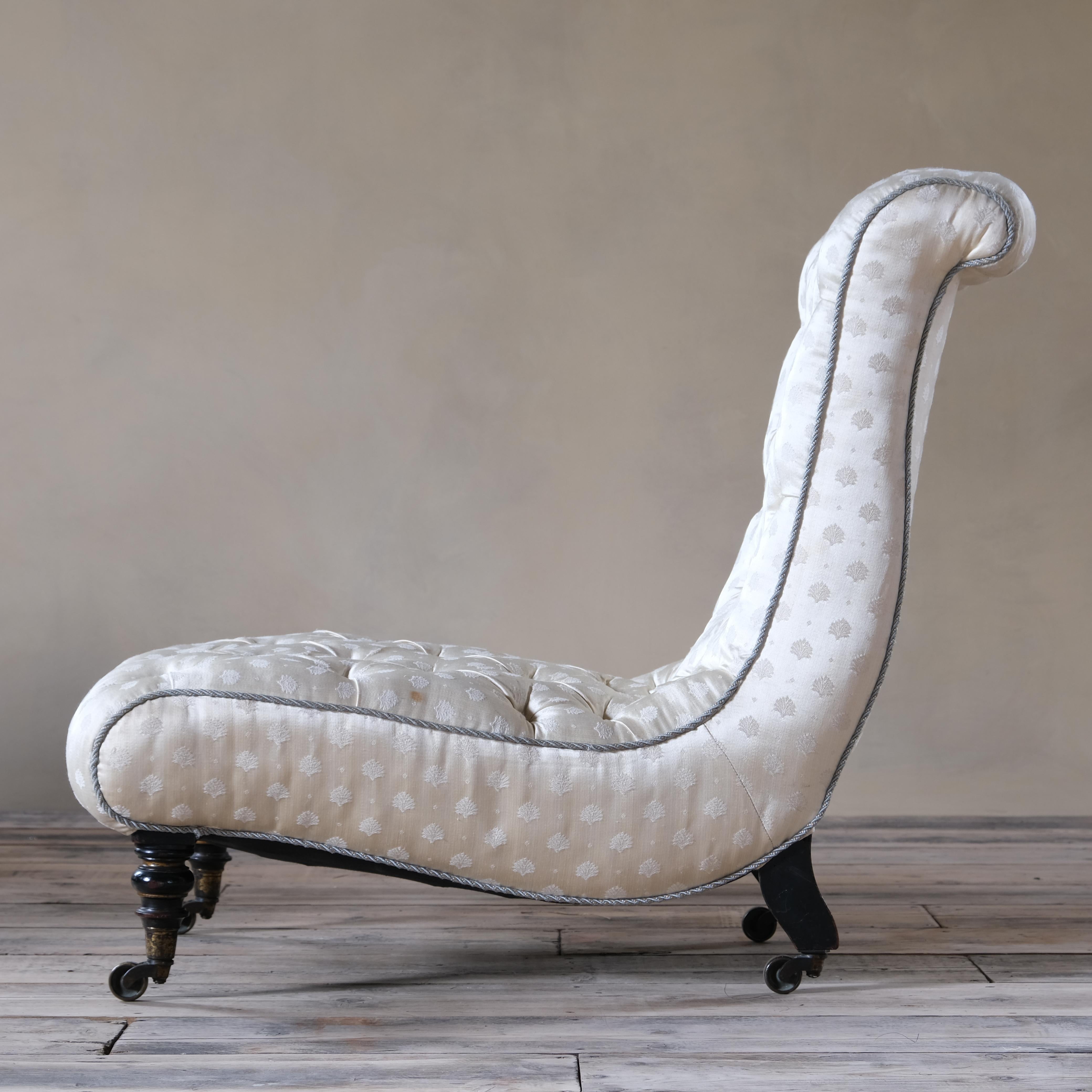 Silk 19th Century Howard and Sons Slipper Chair For Sale