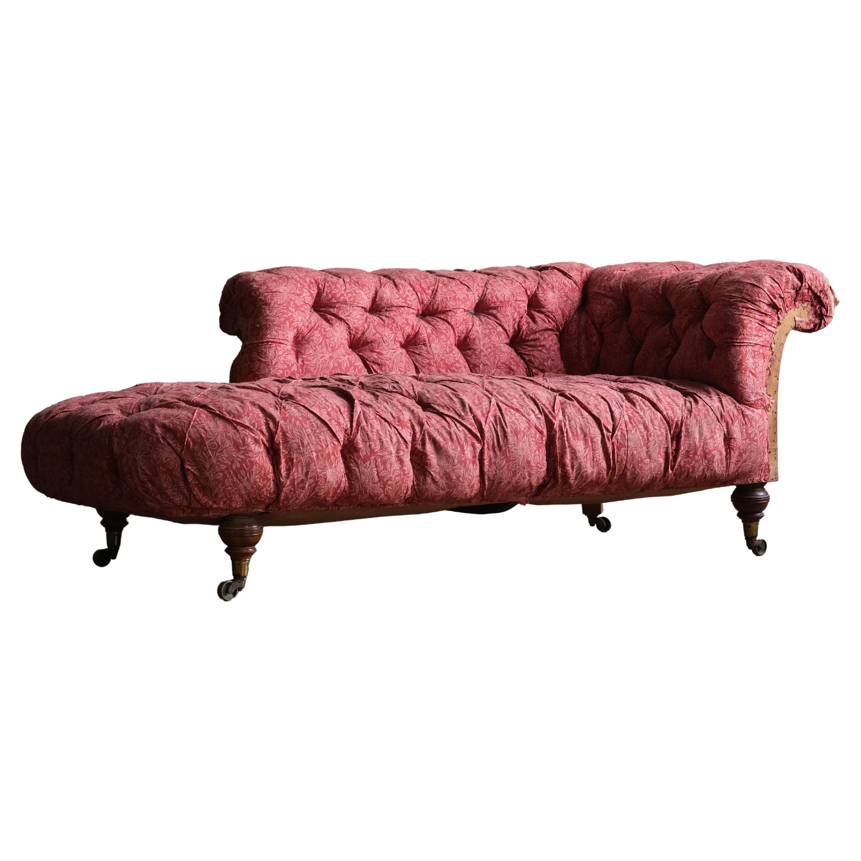 19th Century Howard and Sons Chesterfield Chaise Lounge For Sale at 1stDibs