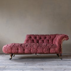 Antique 19th Century Howard & Sons Chesterfield Chaise Lounge