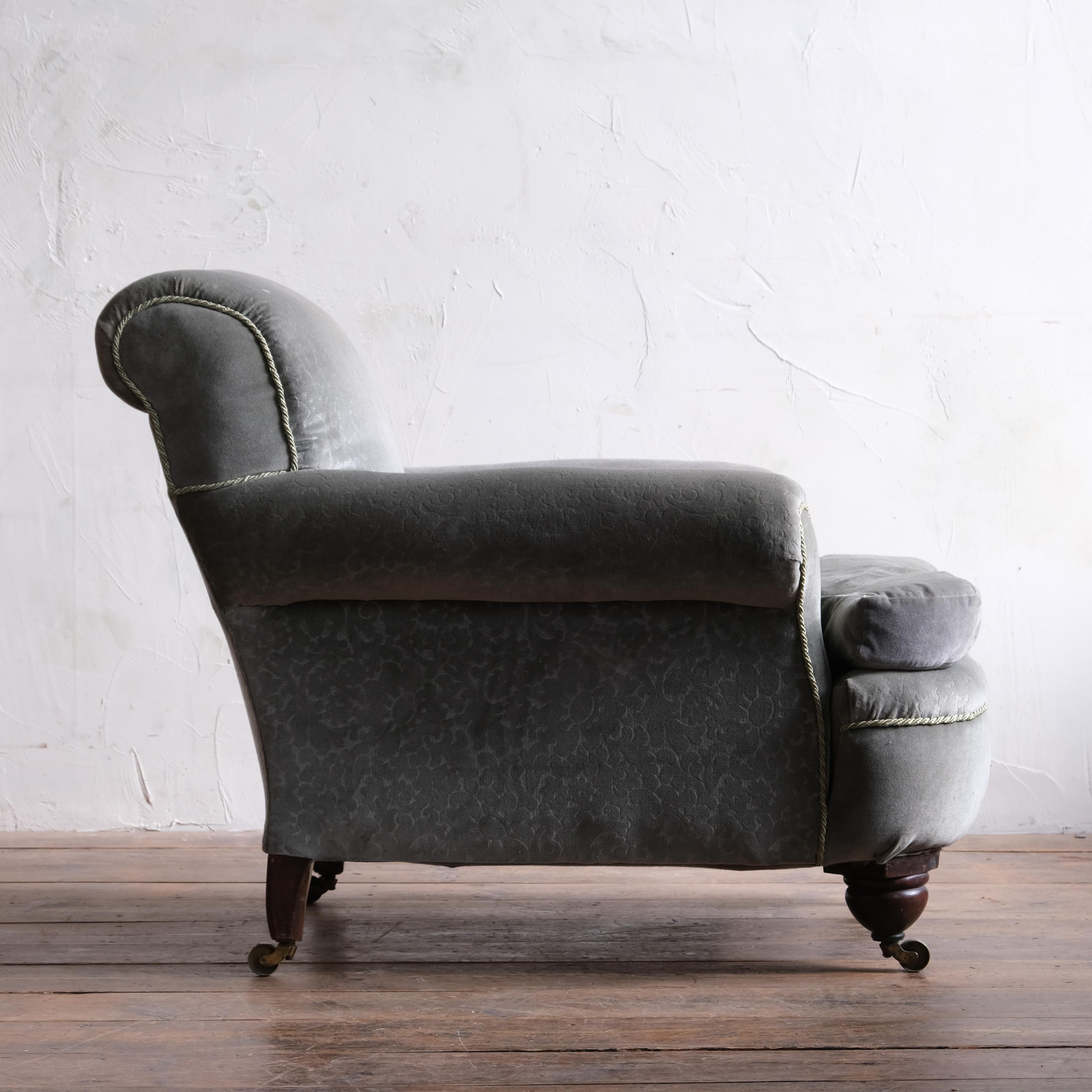 Velvet 19th Century Howard Style Armchair For Sale