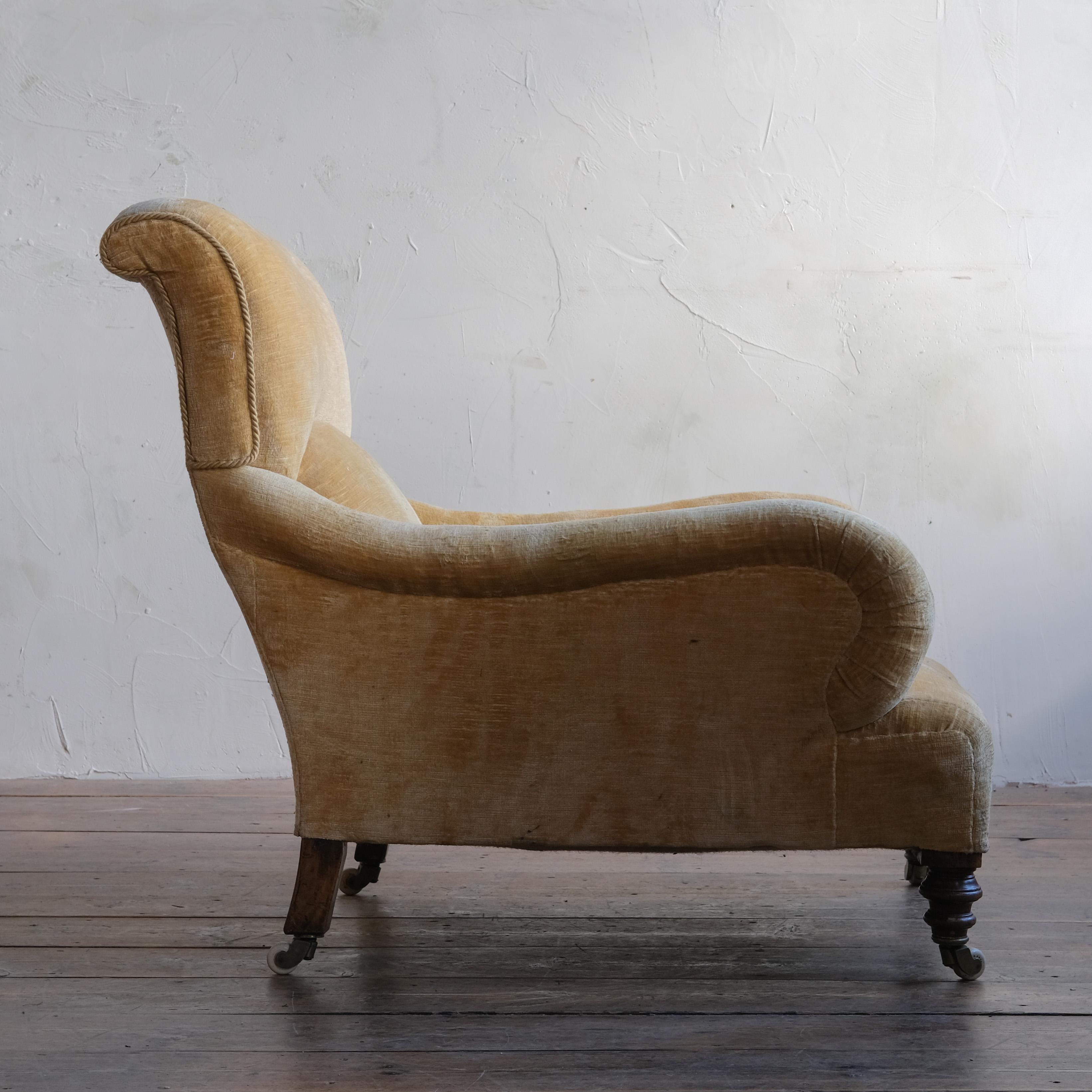 Velvet 19th Century Howard Style Deep Seated Armchair
