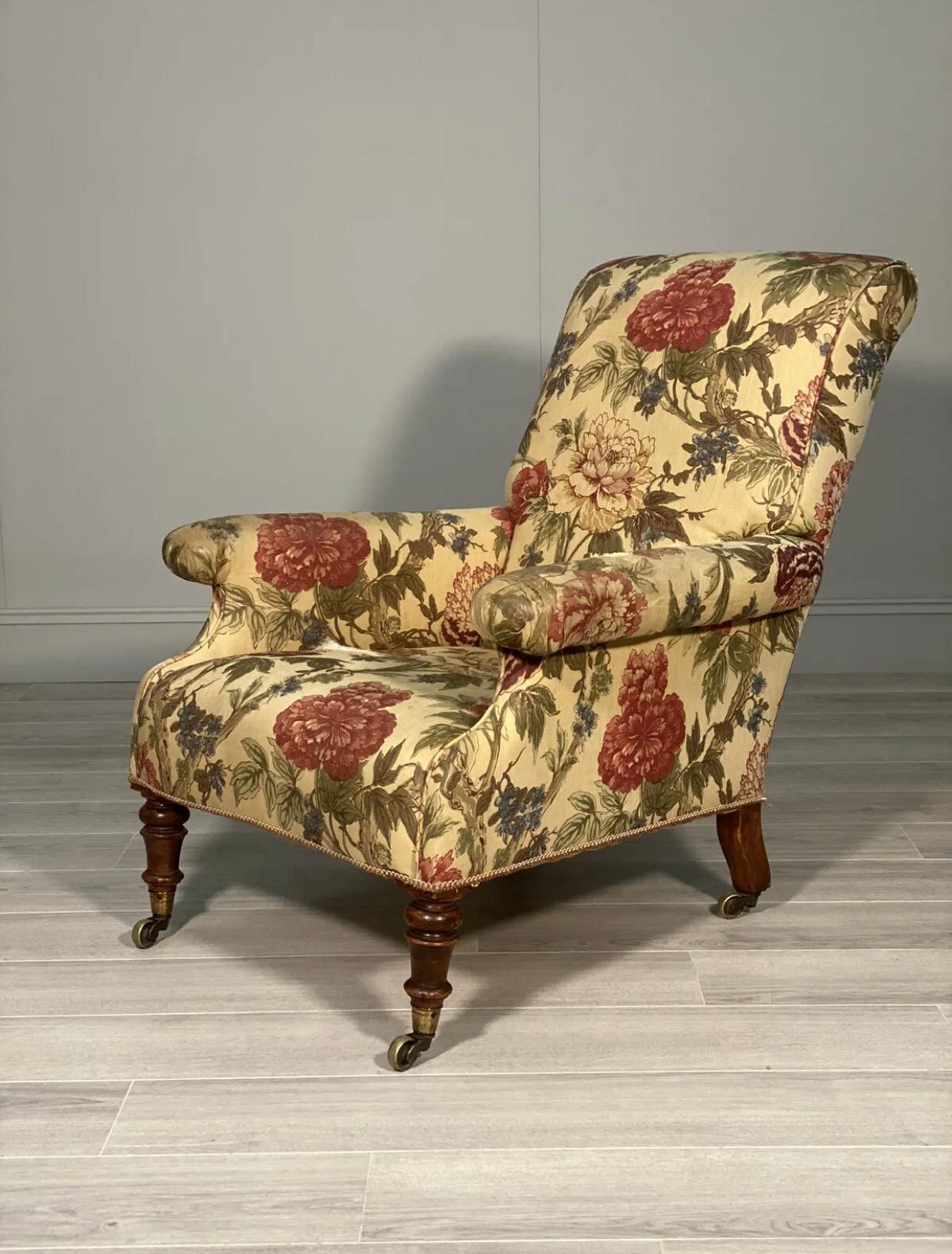 Late 19th Century 19th Century Howard Style Willoughby Armchair With Cope Castors For Sale
