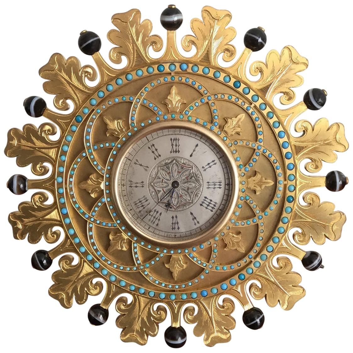 Collier Pendentif Horloge Steampunk Victorien - Accessoire Déguisement - Doré - Pour Adulte - 3