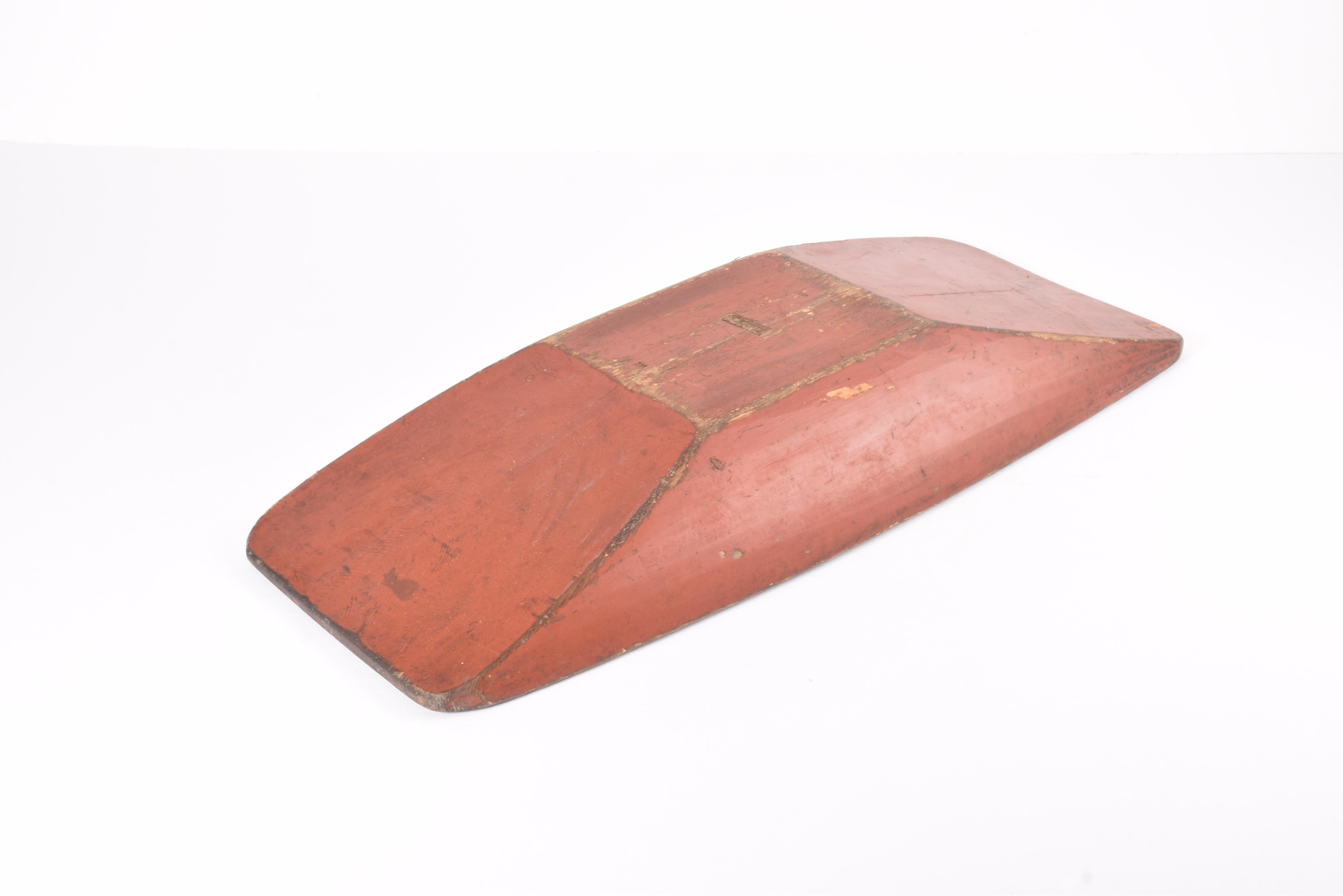 19th Century Huge Antique Swedish Folk Art Wooden Trough with Original Red Paint For Sale 10