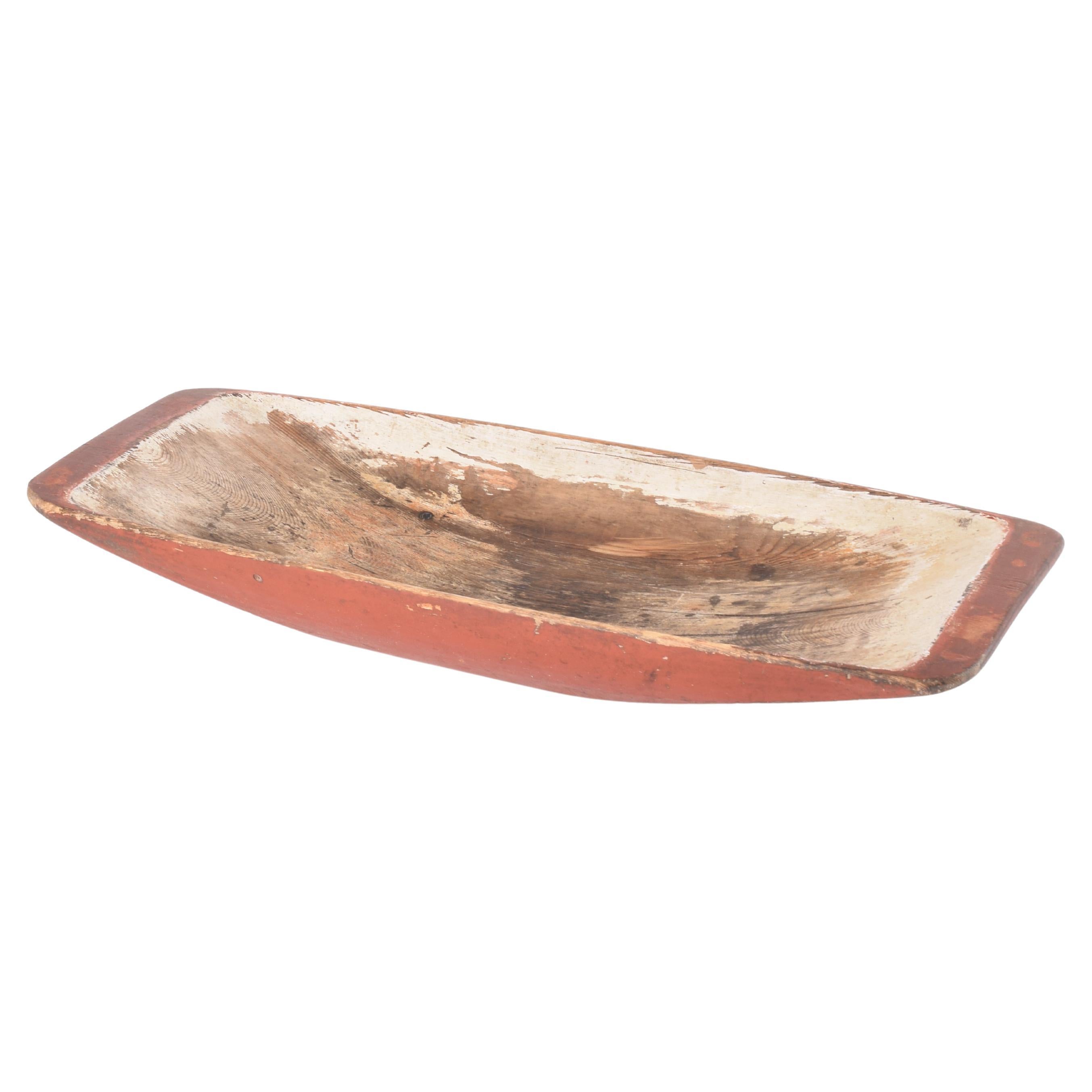 Very large and decorative Antique Swedish wooden trough made ca 1850s to late 1800.

The trough is made from pine wood and comes with its original warm Swedish red paint on the outside and shows some of the white paint on the inside. It has