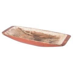 19th Century Huge Antique Swedish Folk Art Wooden Trough with Original Red Paint